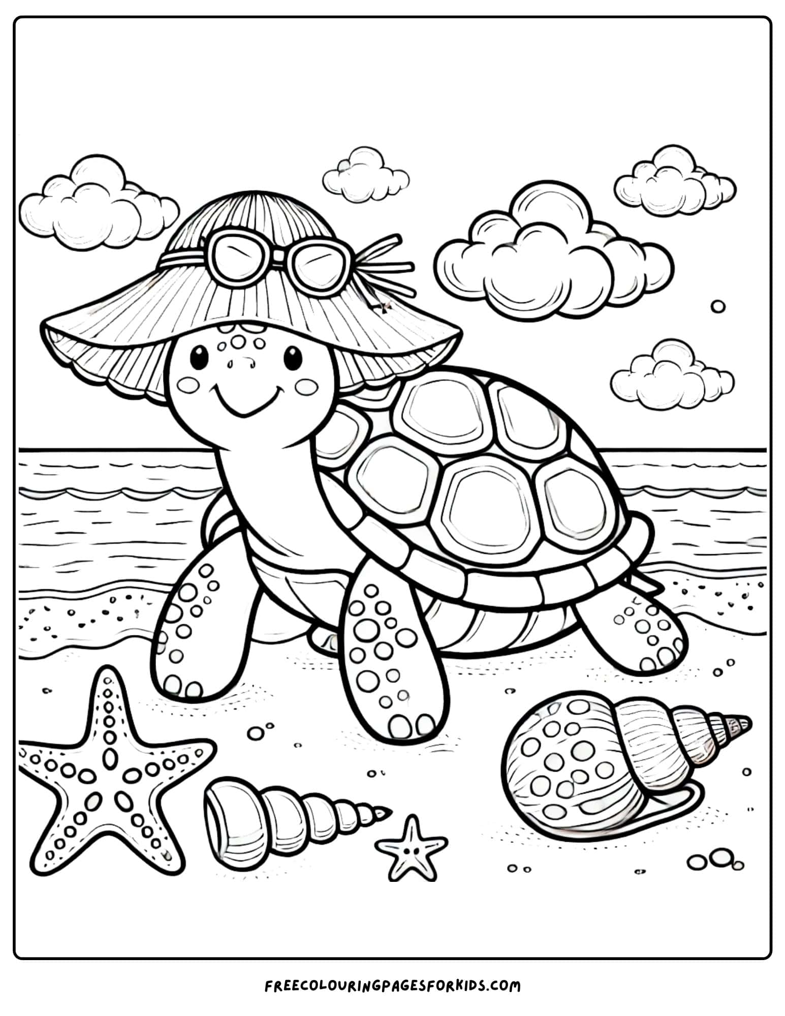 turtle with a shell hat coloring page