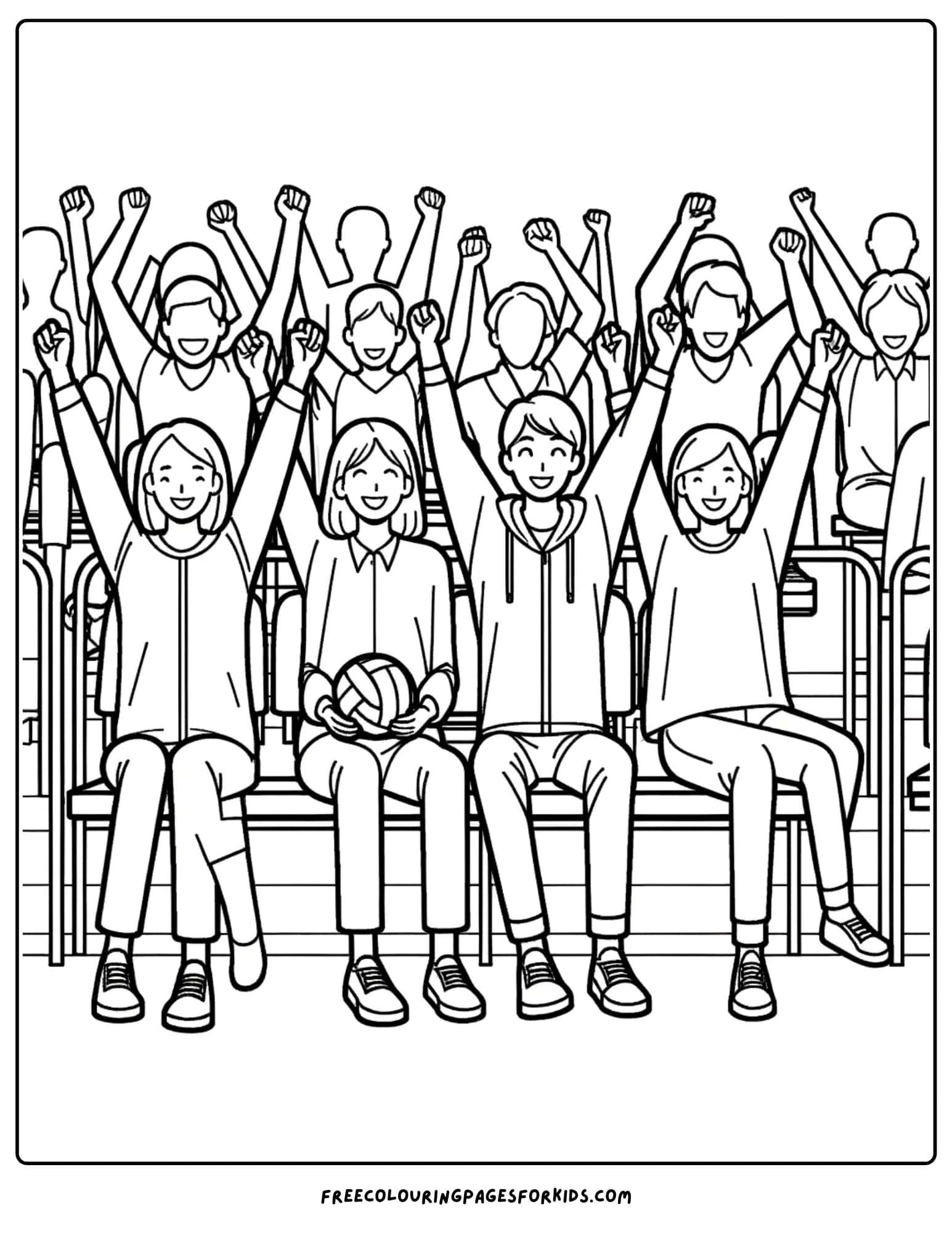 volleyball cheering crowd coloring page