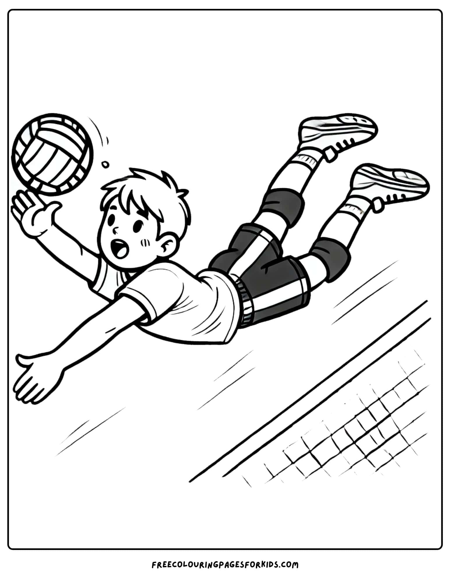 volleyball diving save coloring page