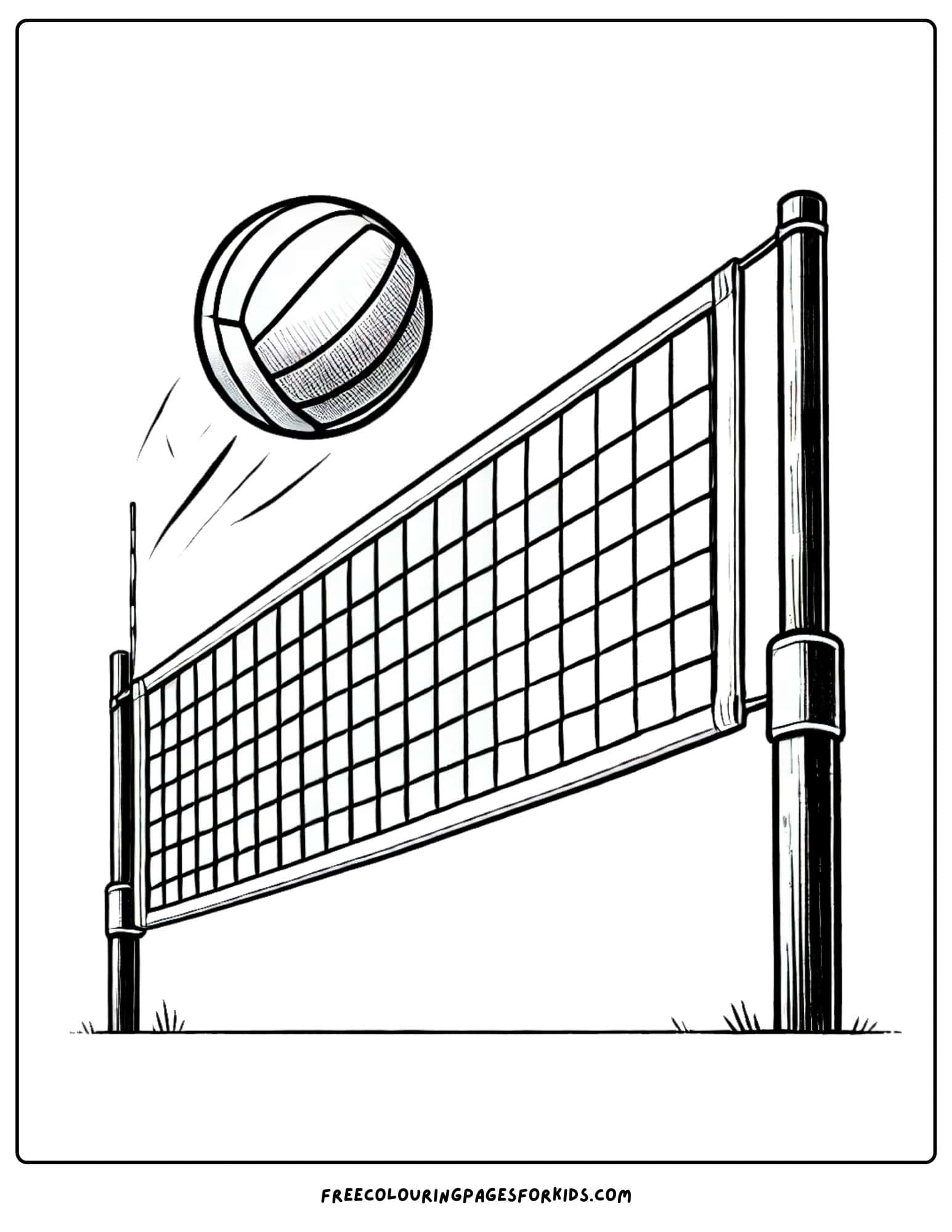 volleyball net and ball coloring page