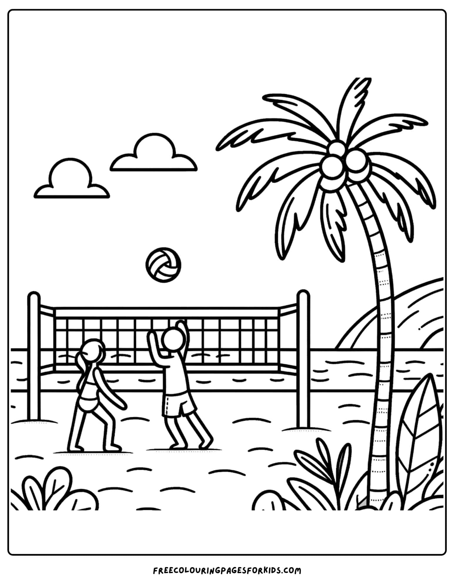 volleyball on the beach coloring page