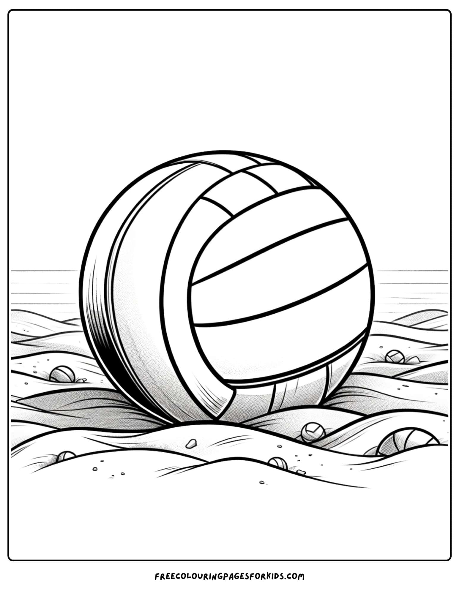 volleyball ball on the sand coloring page