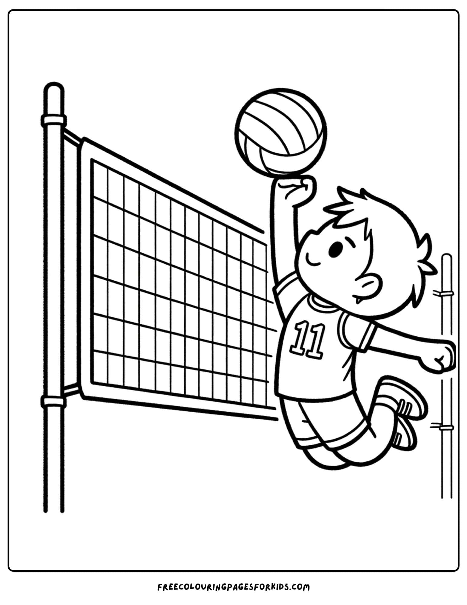 volleyball spike coloring page