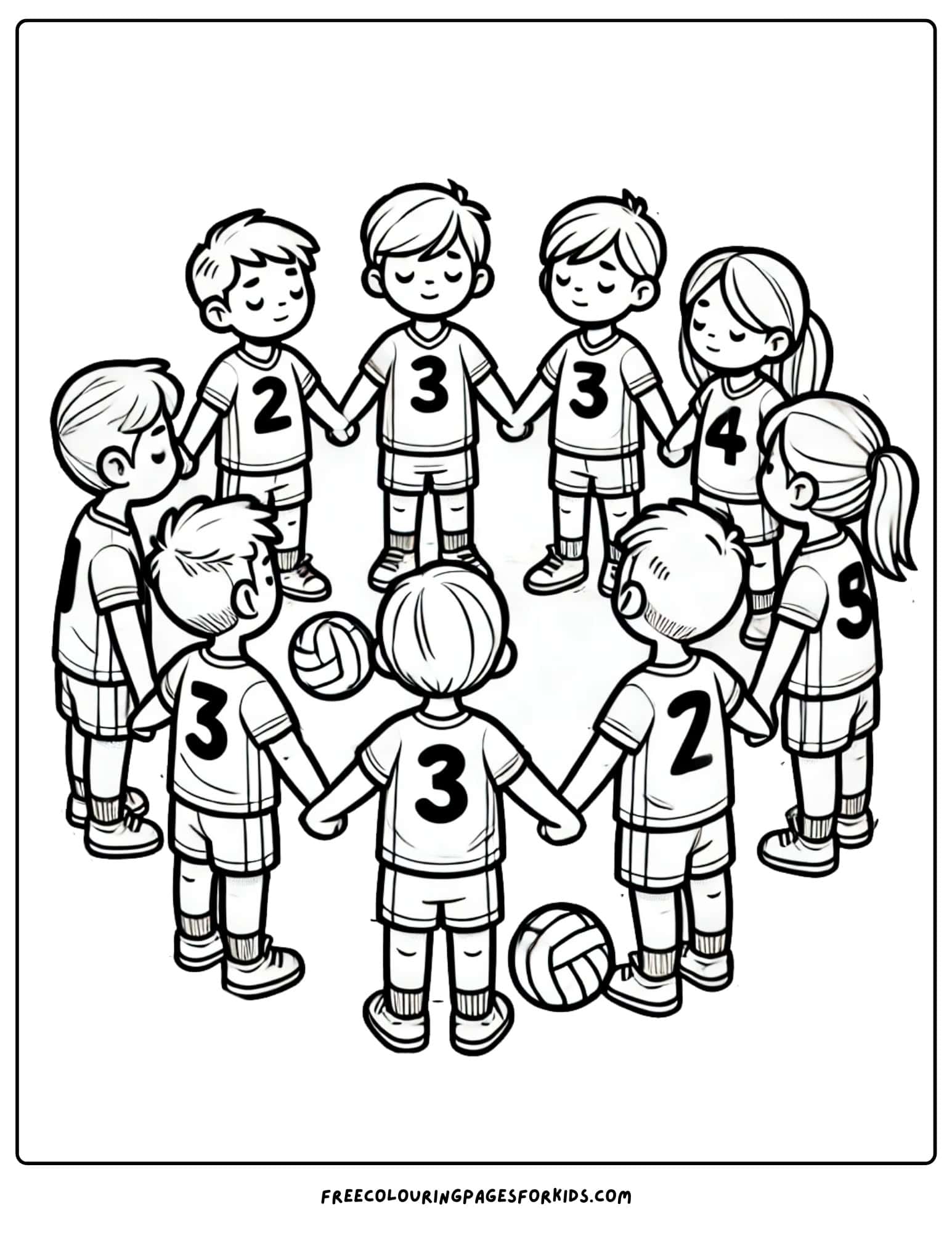 volleyball team huddle coloring page