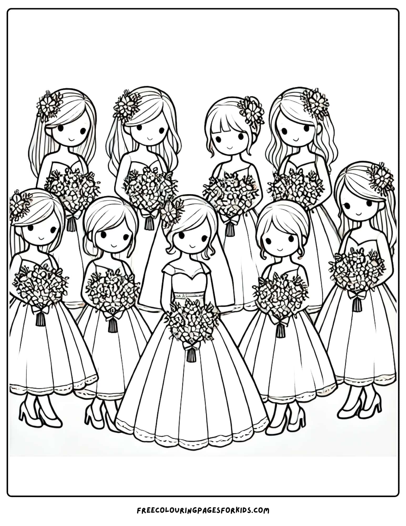 wedding bridesmaids coloring page