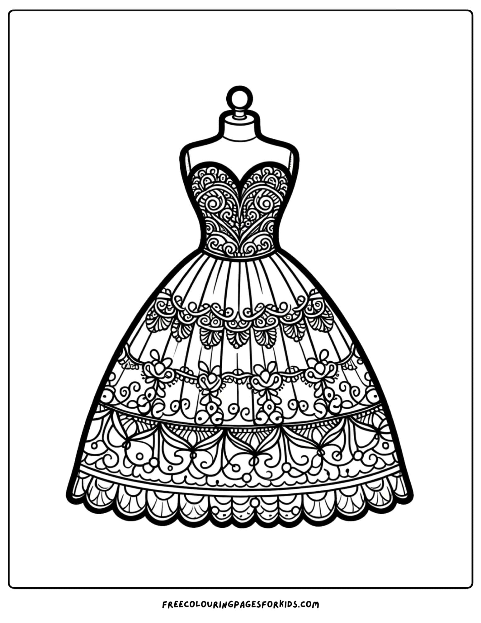 wedding dress coloring page