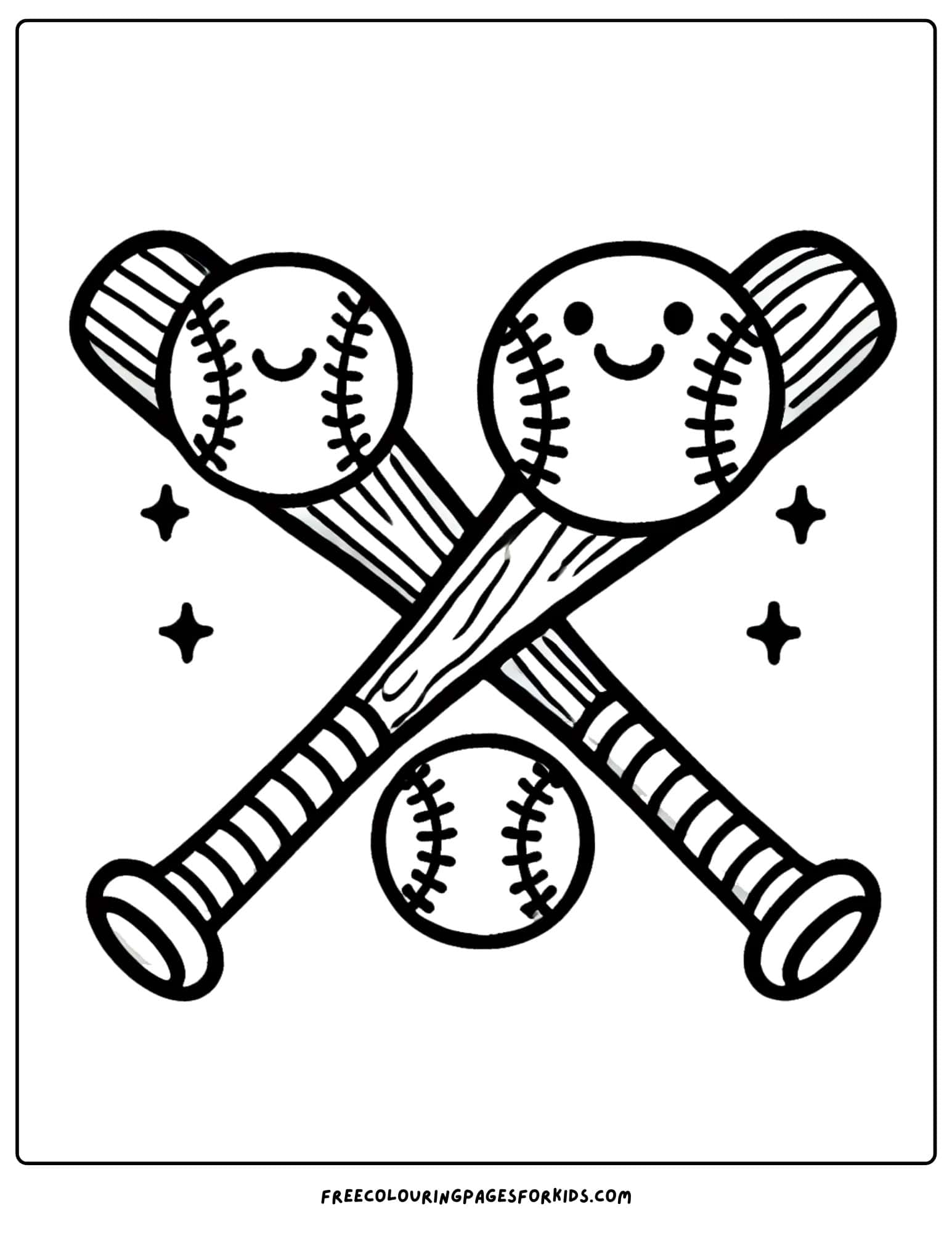 baseball bats and balls coloring page