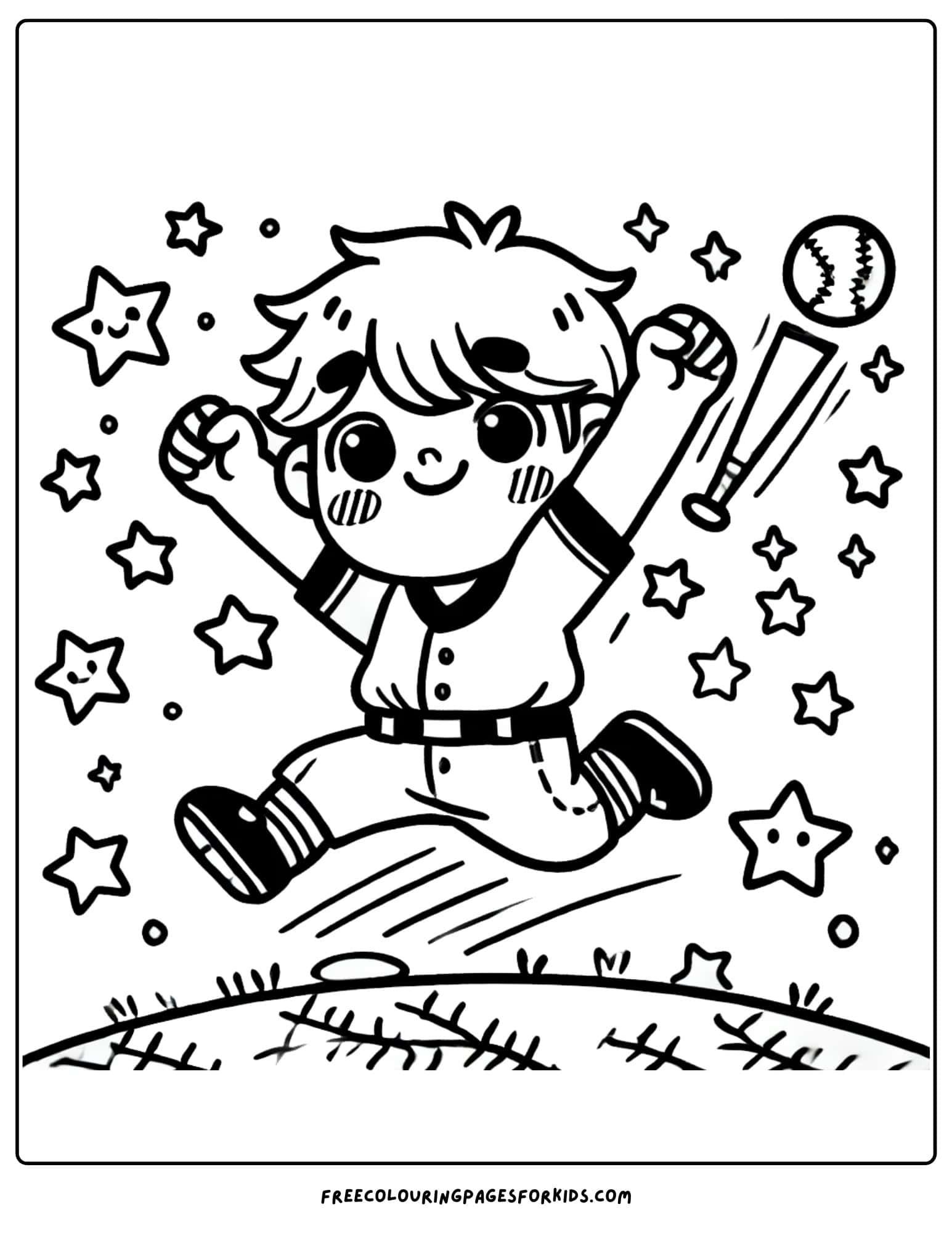 baseball home run celebration coloring page