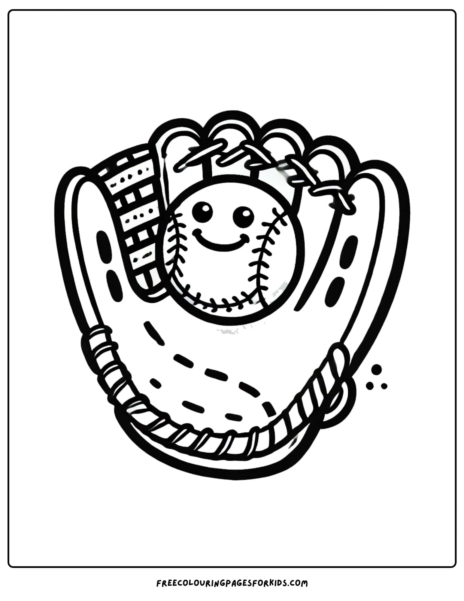 baseball mitt and ball coloring page