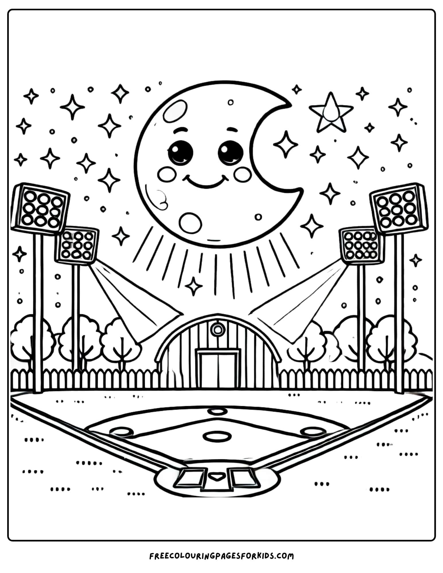 baseball night game coloring page