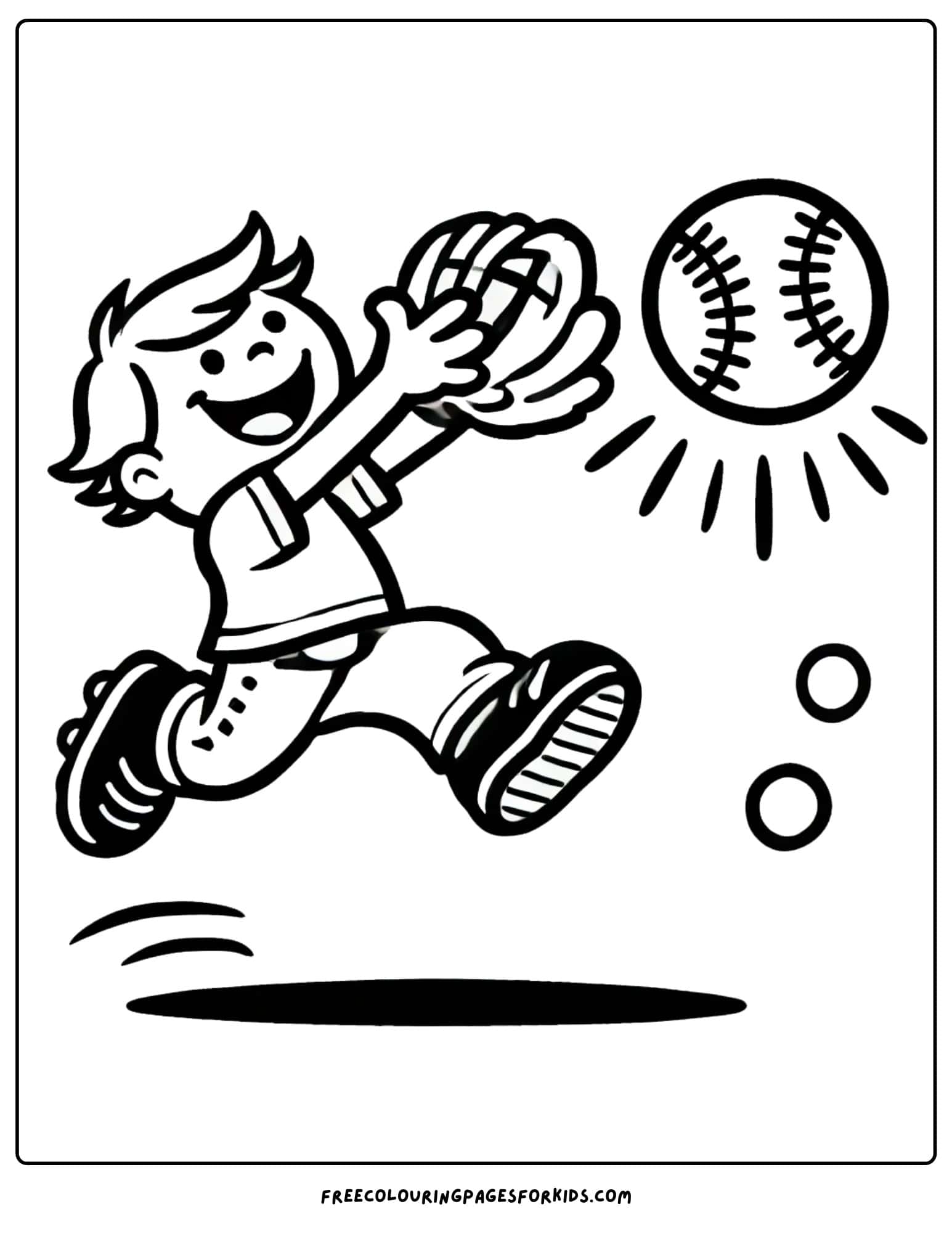 baseball player catching a ball in the outfield coloring page