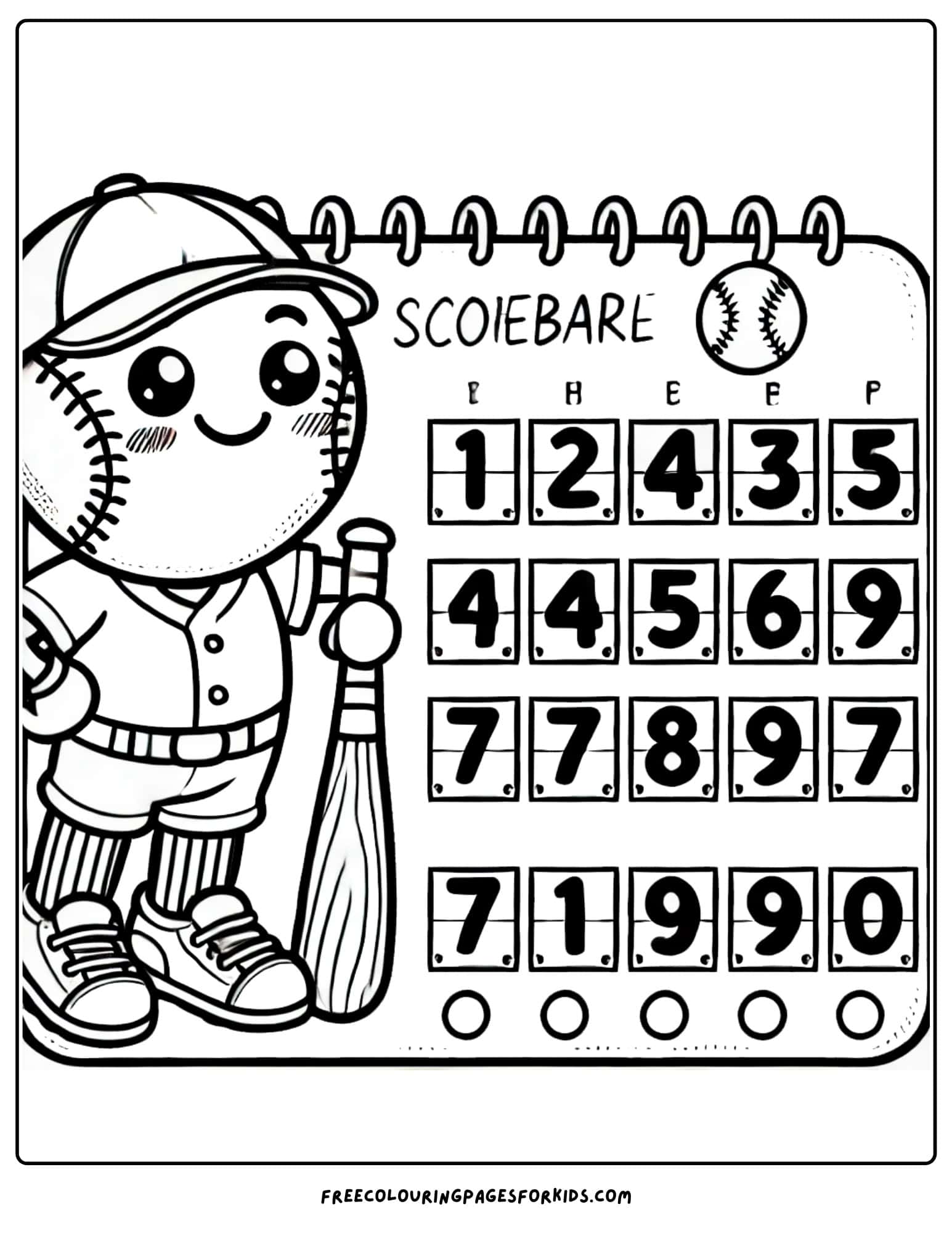 baseball scoreboard coloring page