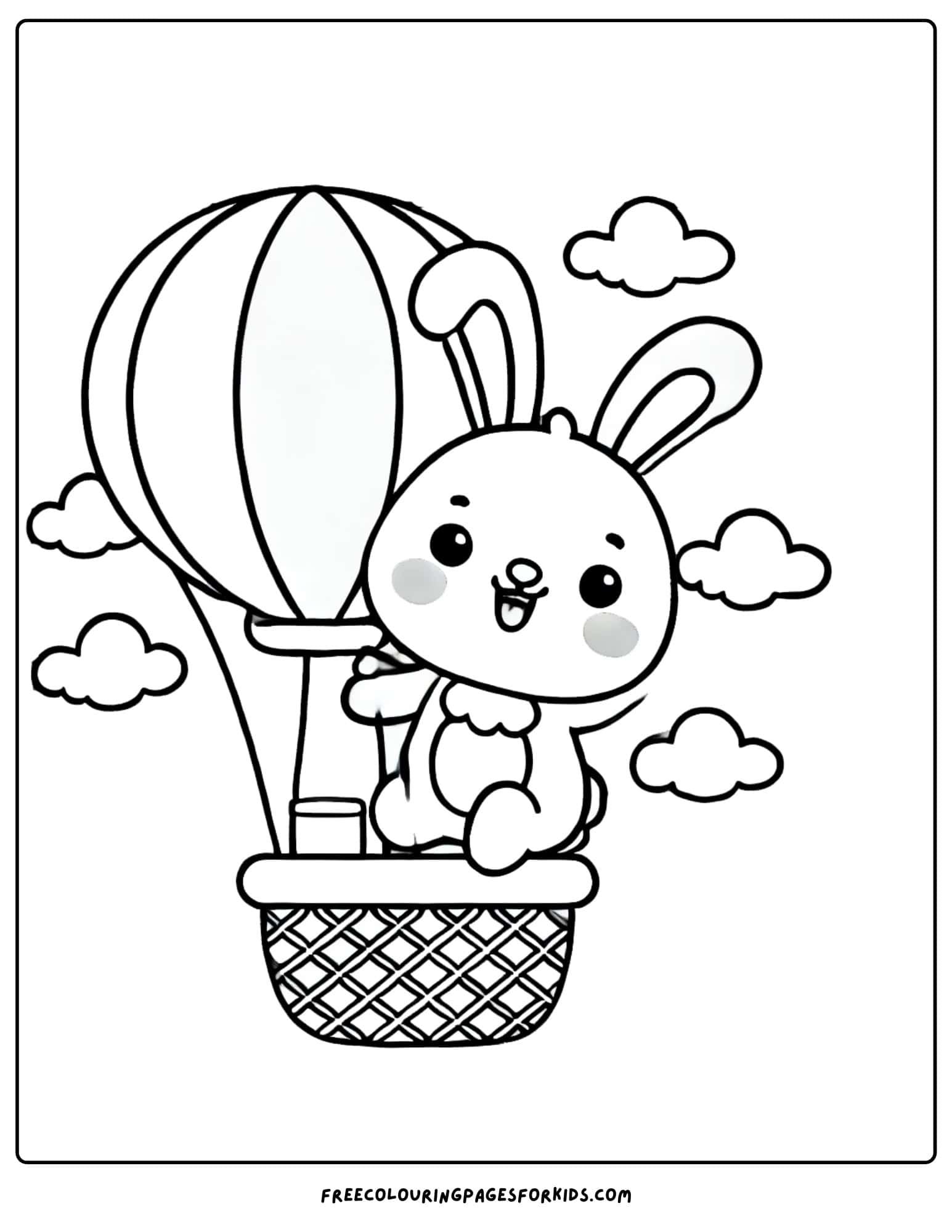 bunny in a hot air balloon coloring page