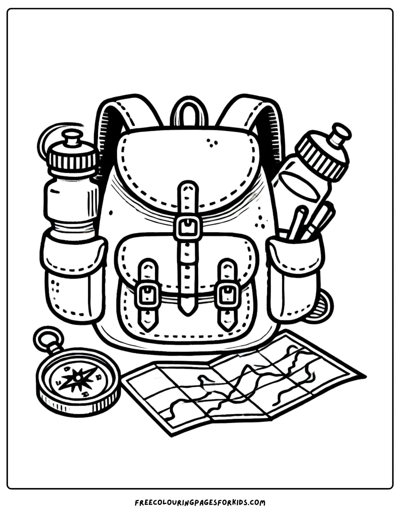 camping backpack coloring page