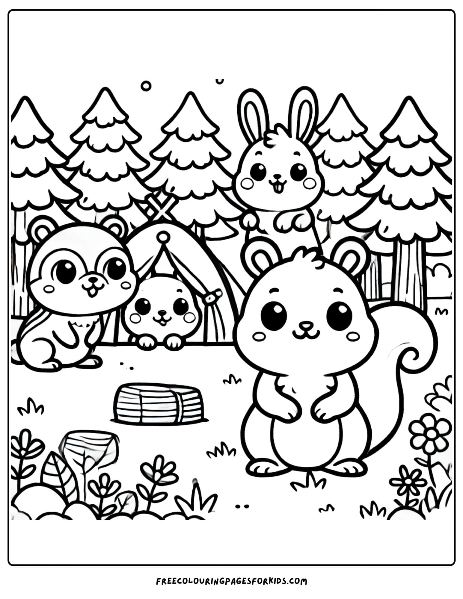 camping campground critters coloring page