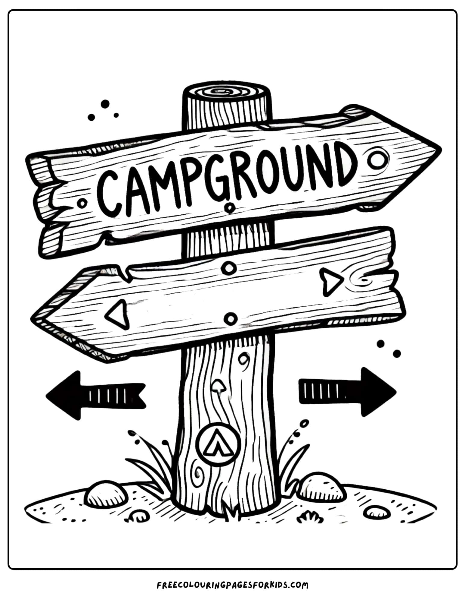 camping sign to the campground coloring page