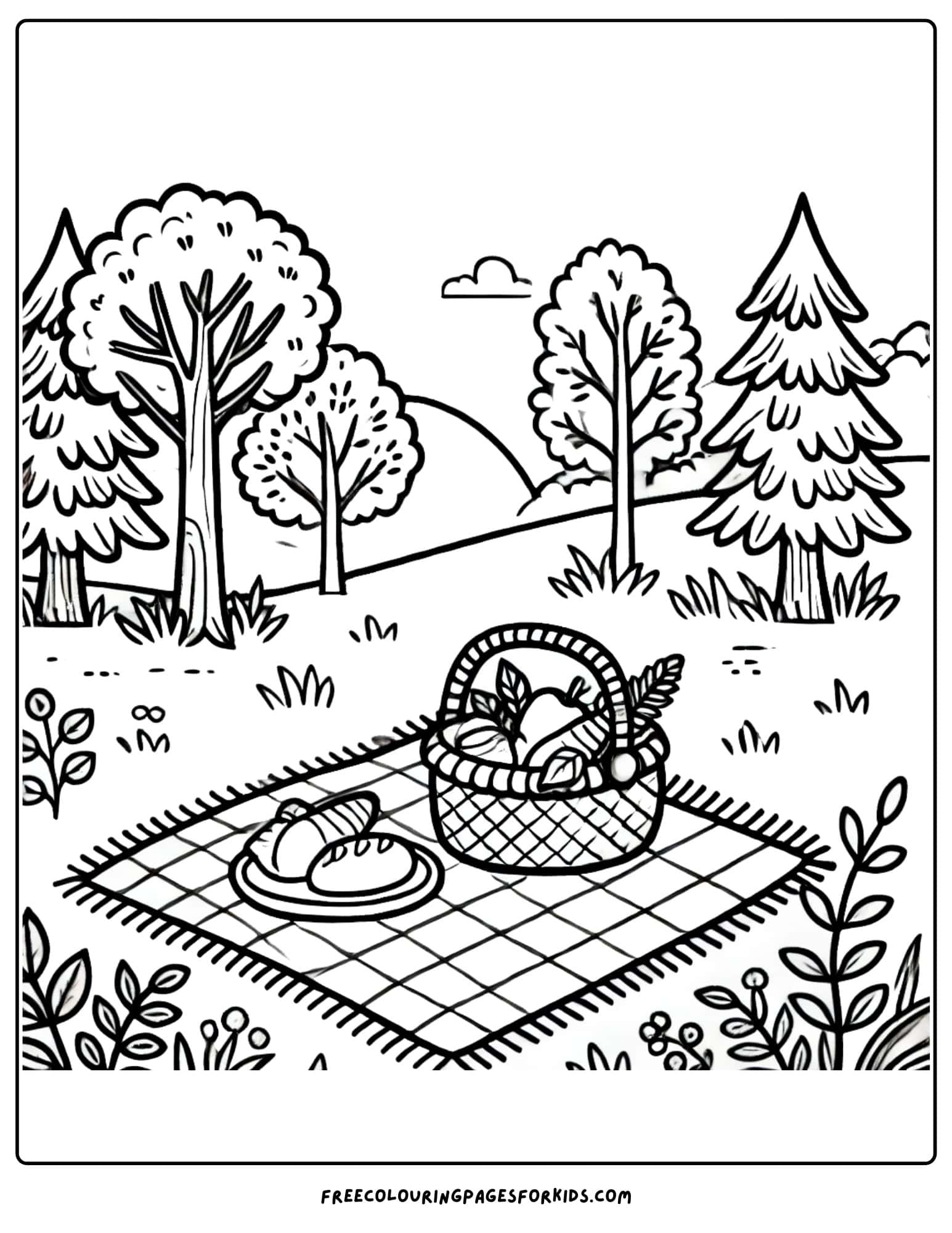 camping picnic coloring page