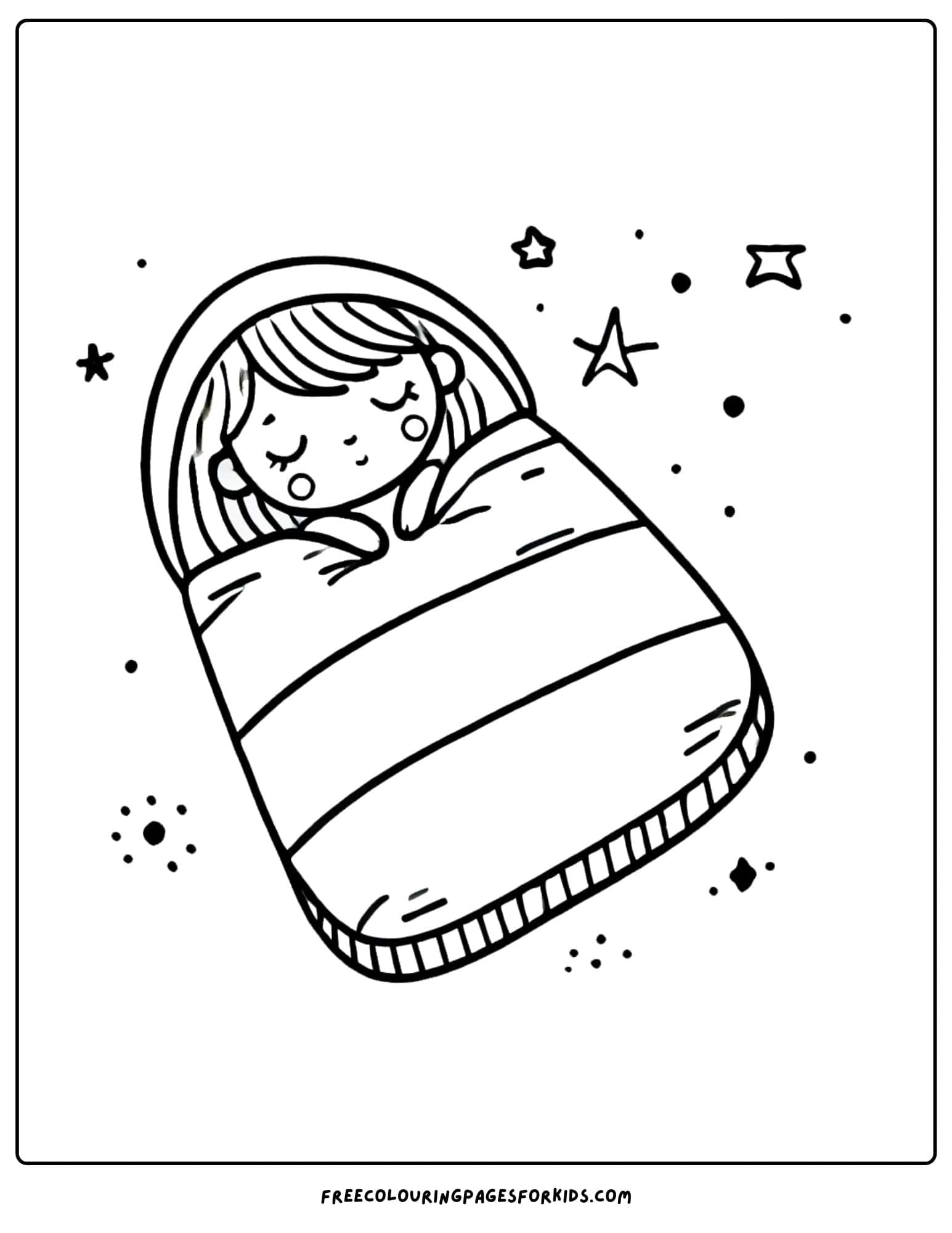 camping sleeping under the stars coloring page