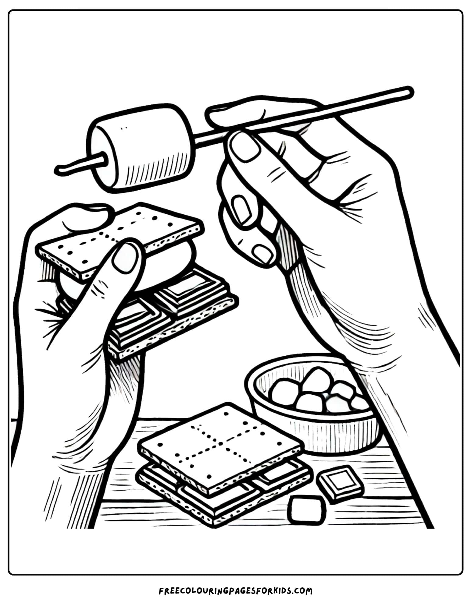 camping smores coloring page