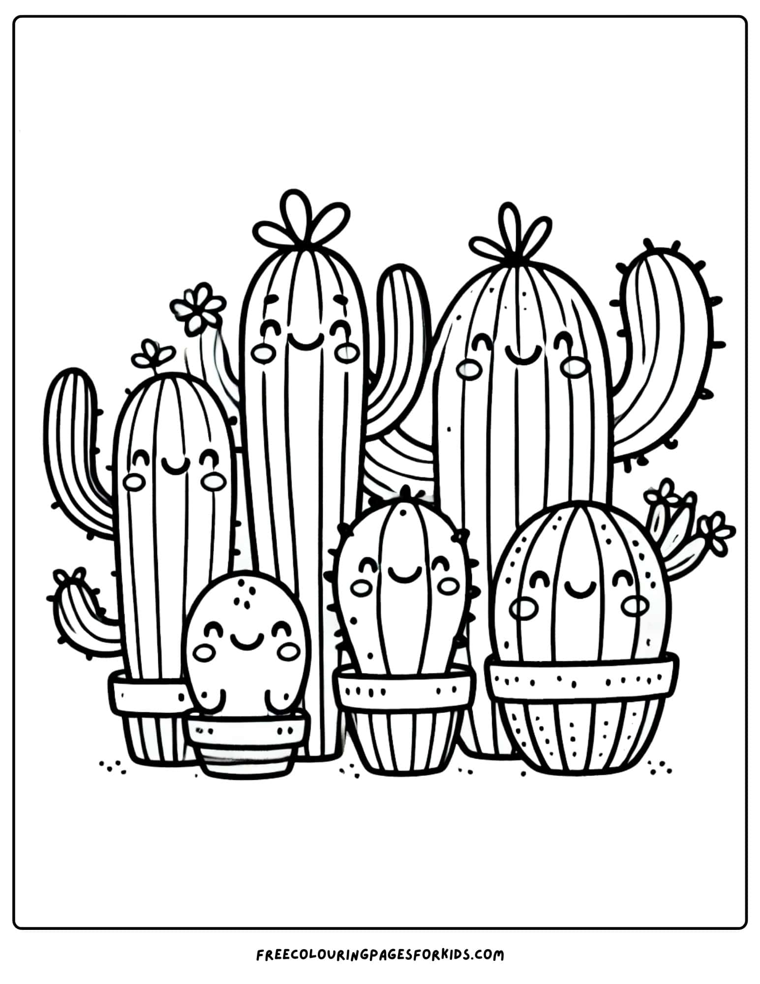 desert cactus family coloring page