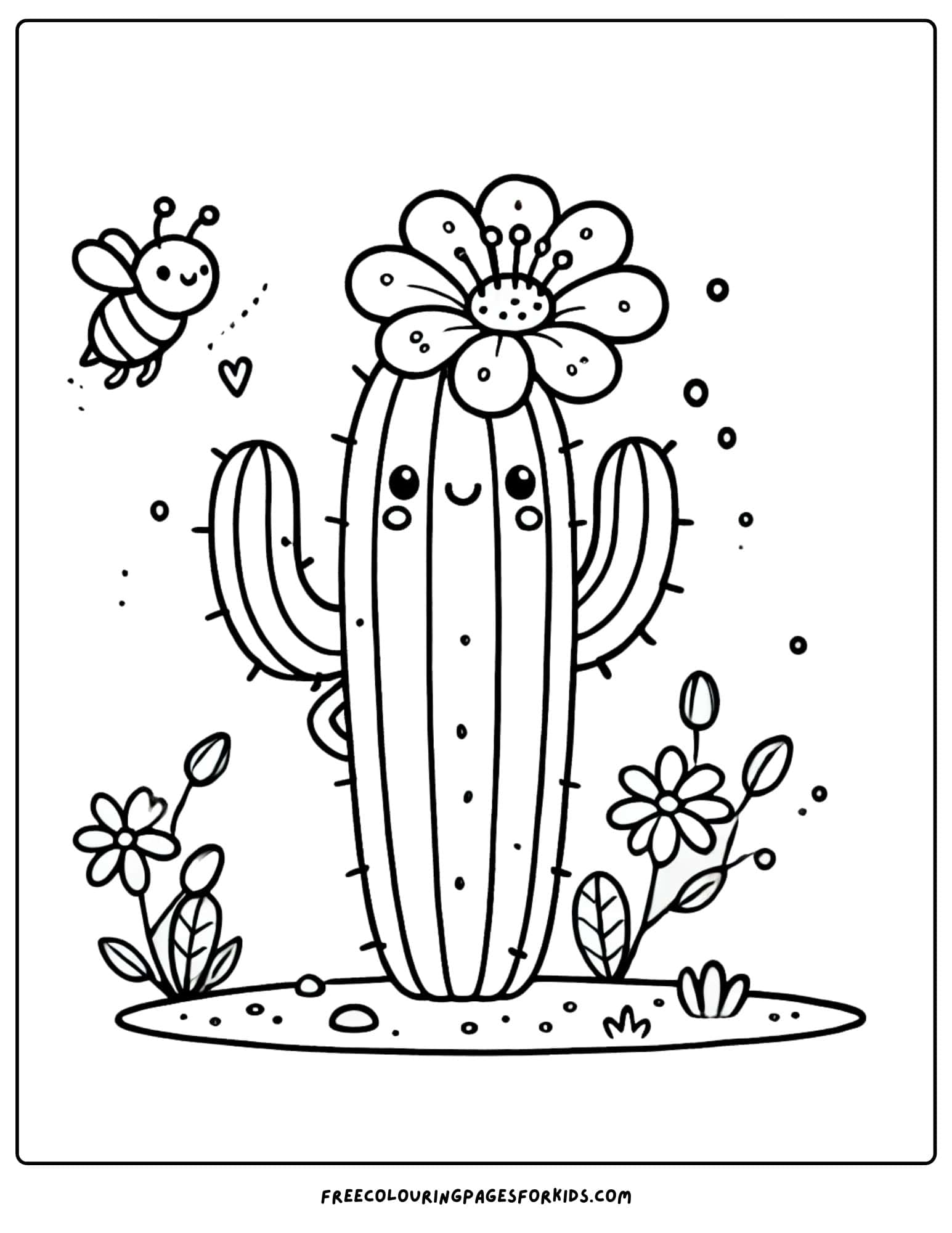 desert cactus with a flower on it coloring page