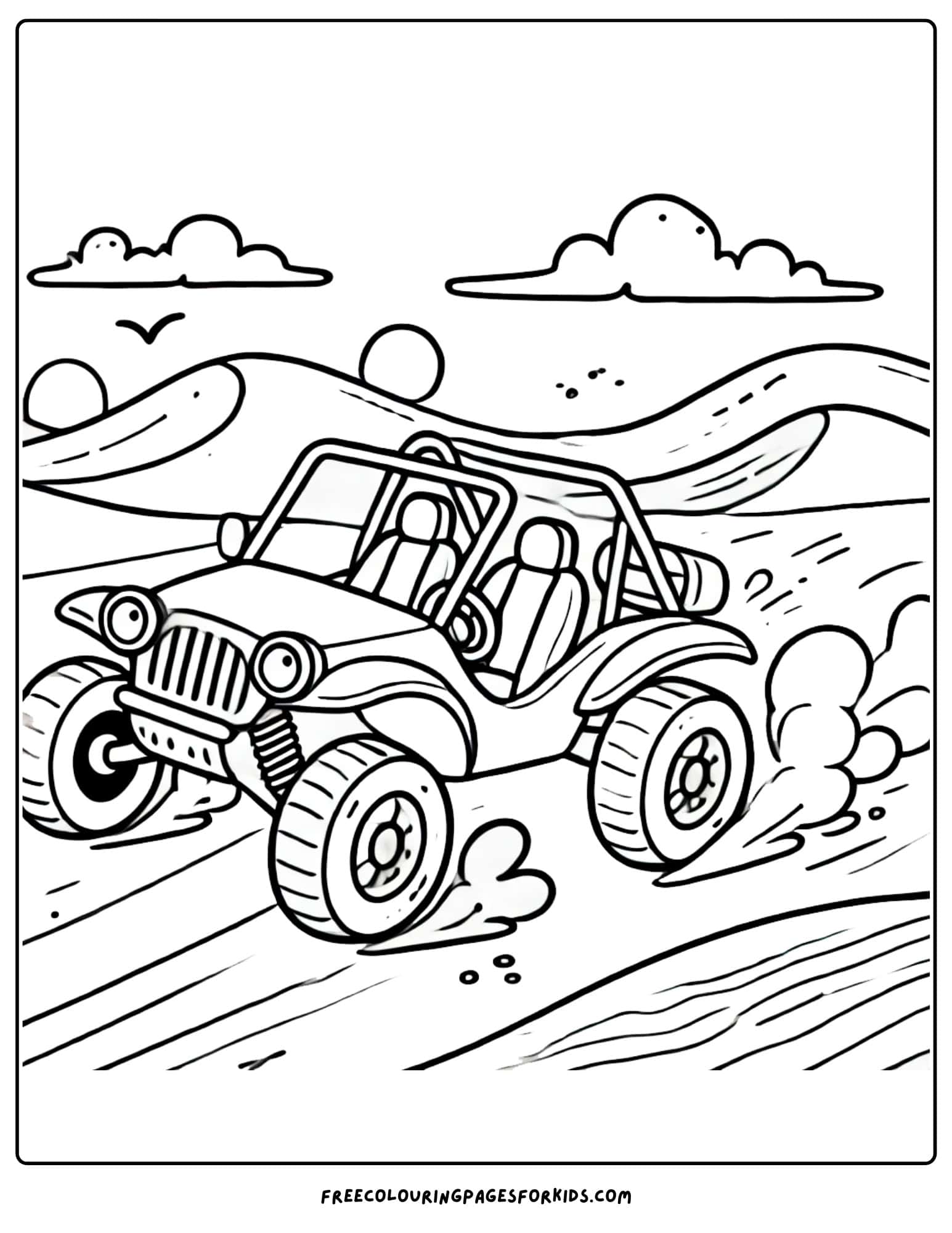 desert dune buggy fun coloring page