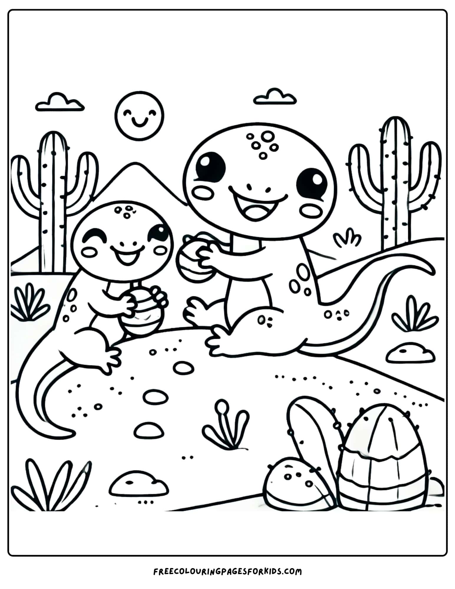 desert lizards playing coloring page