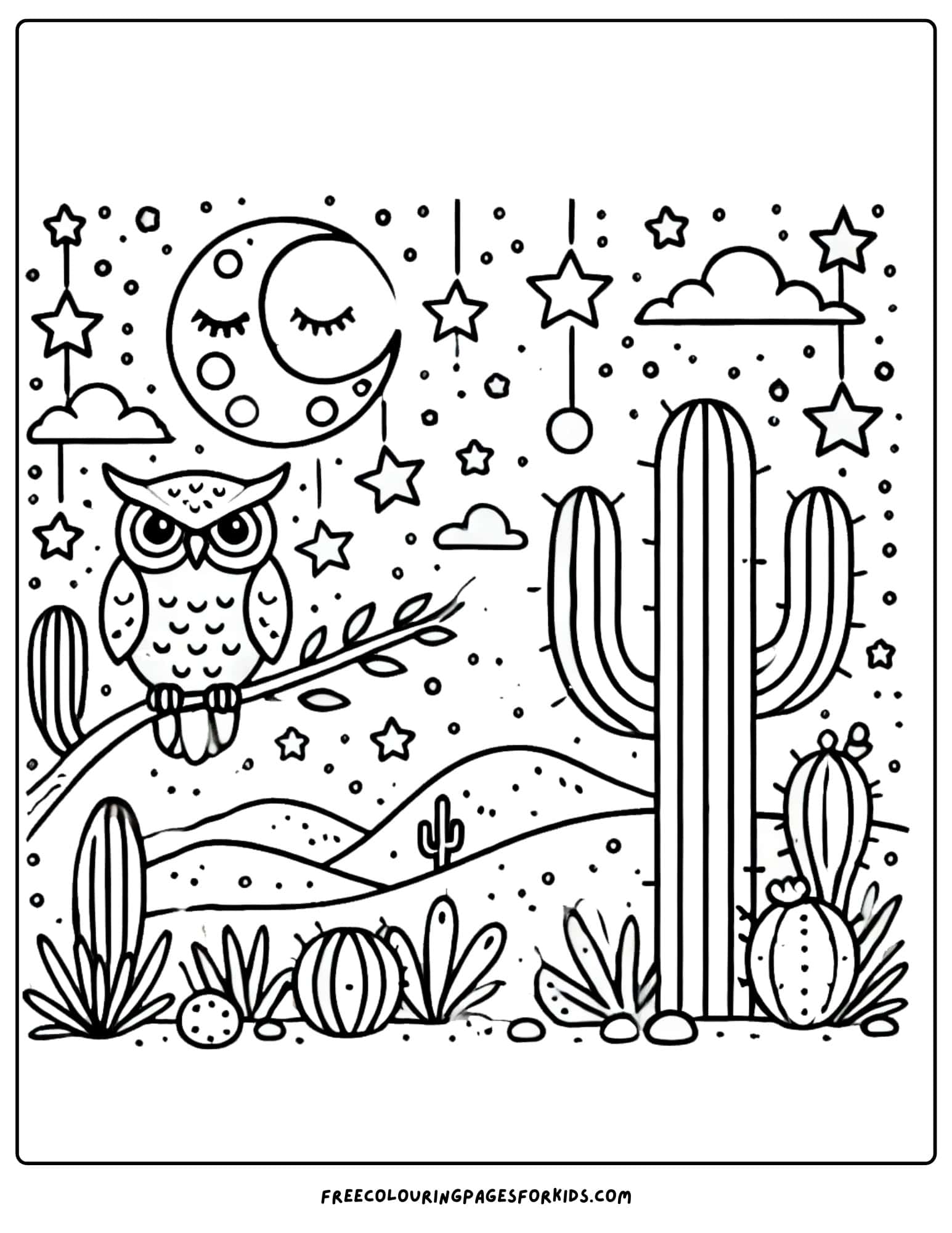 desert at night coloring page