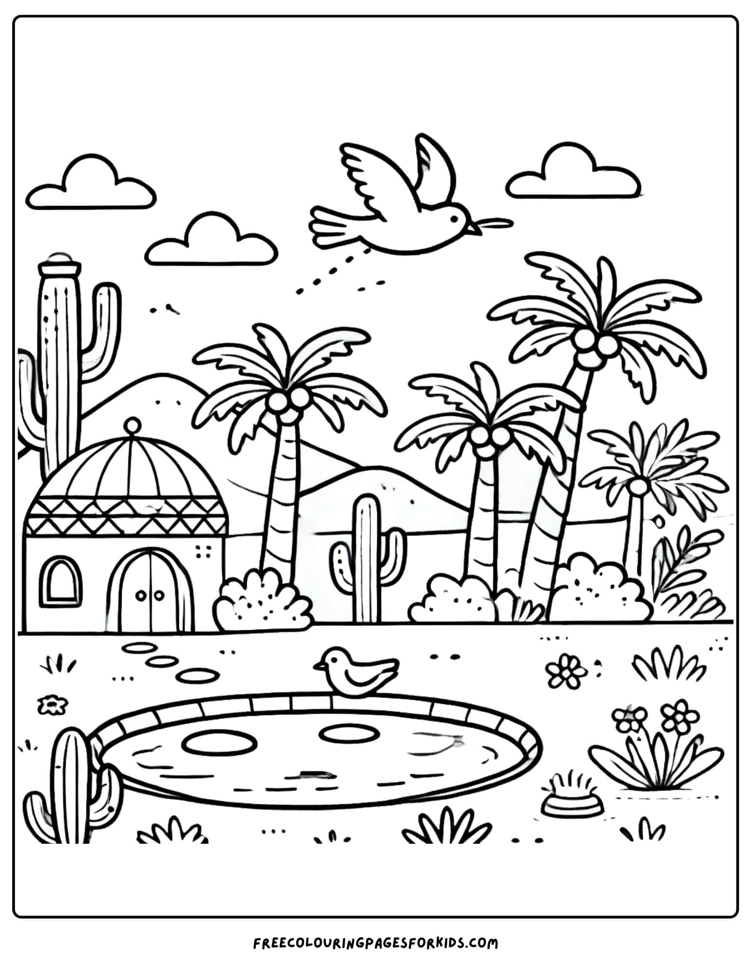 desert oasis coloring page