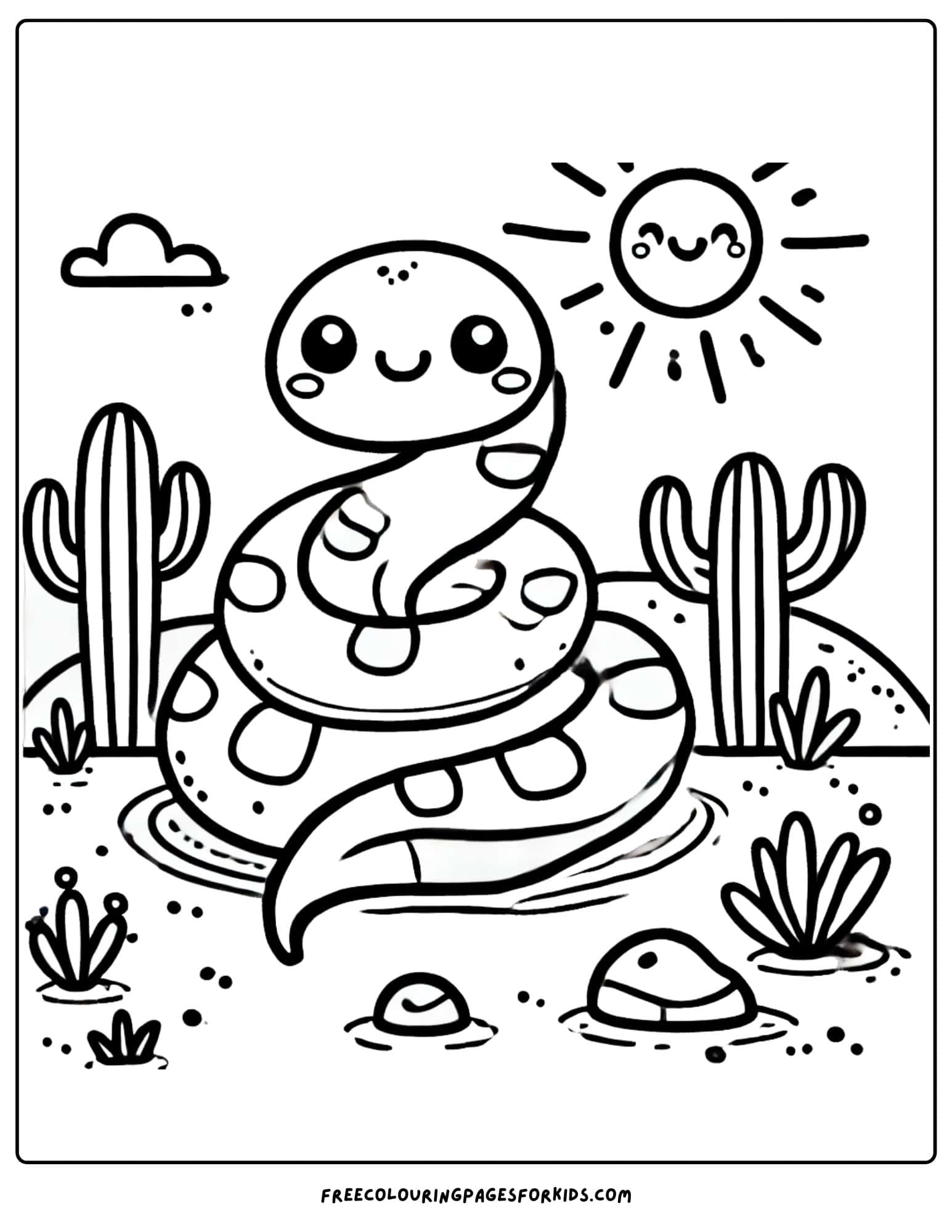 desert smiling snake coloring page