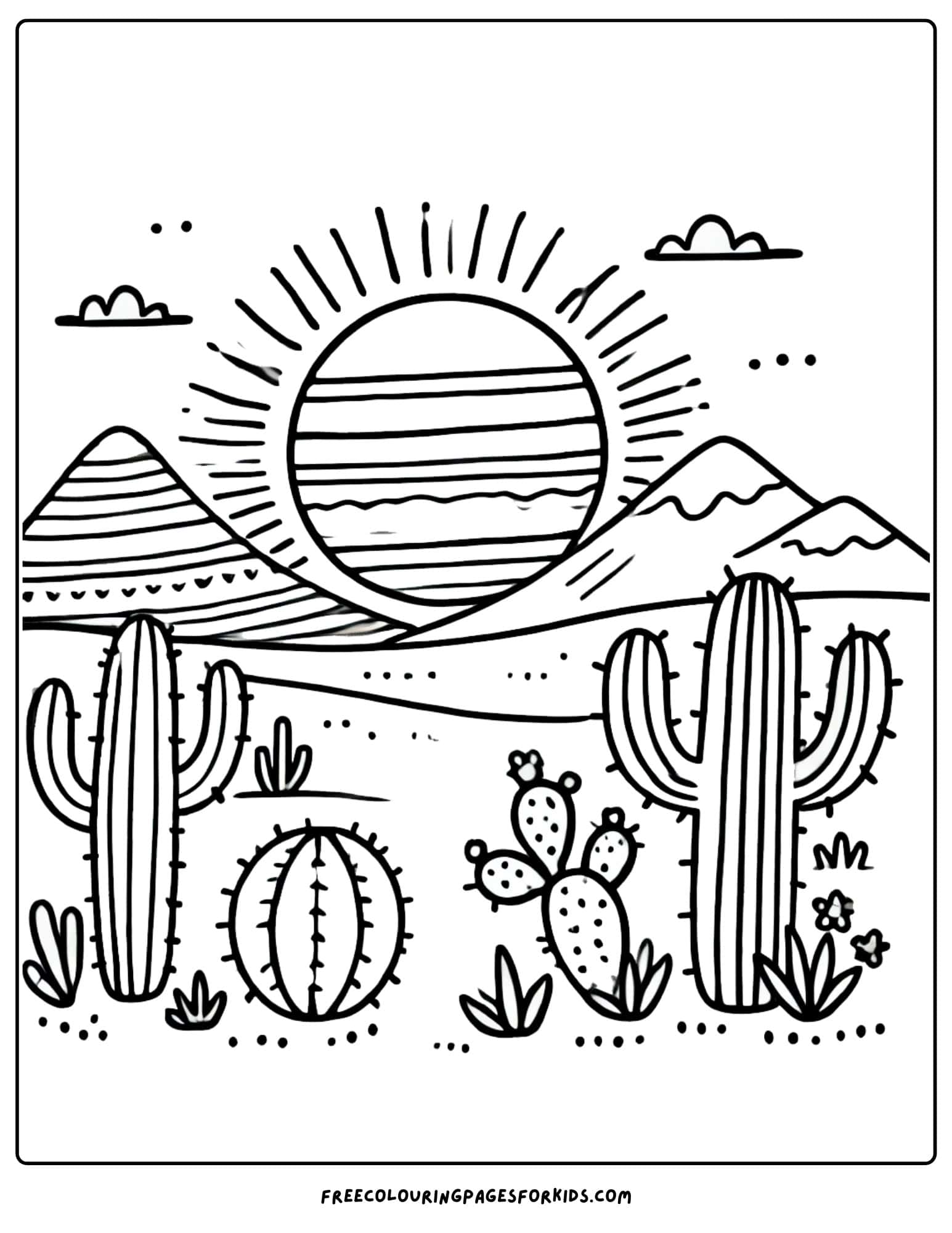 desert sunet coloring page