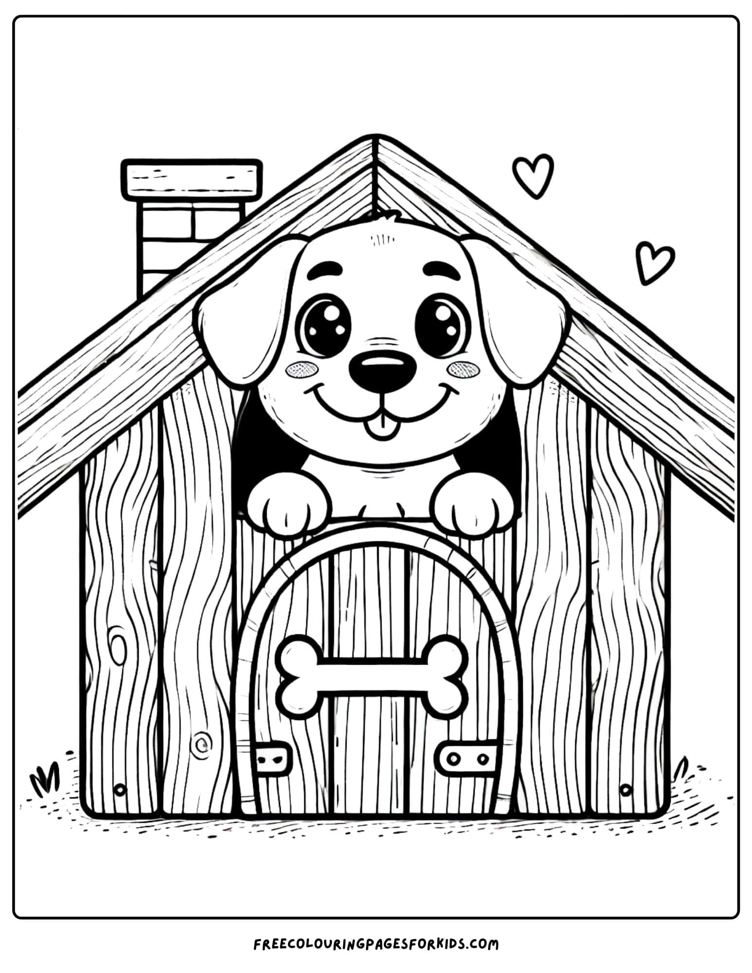 dog in a kennel coloring page