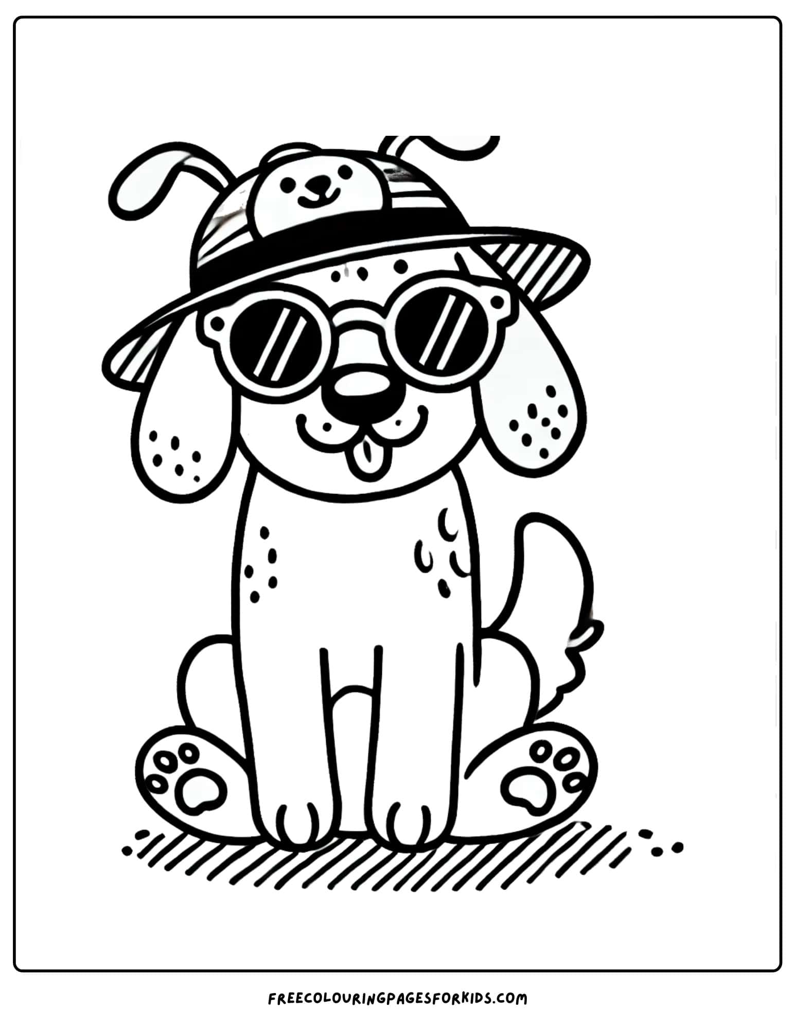 dog wearing a hat coloring page