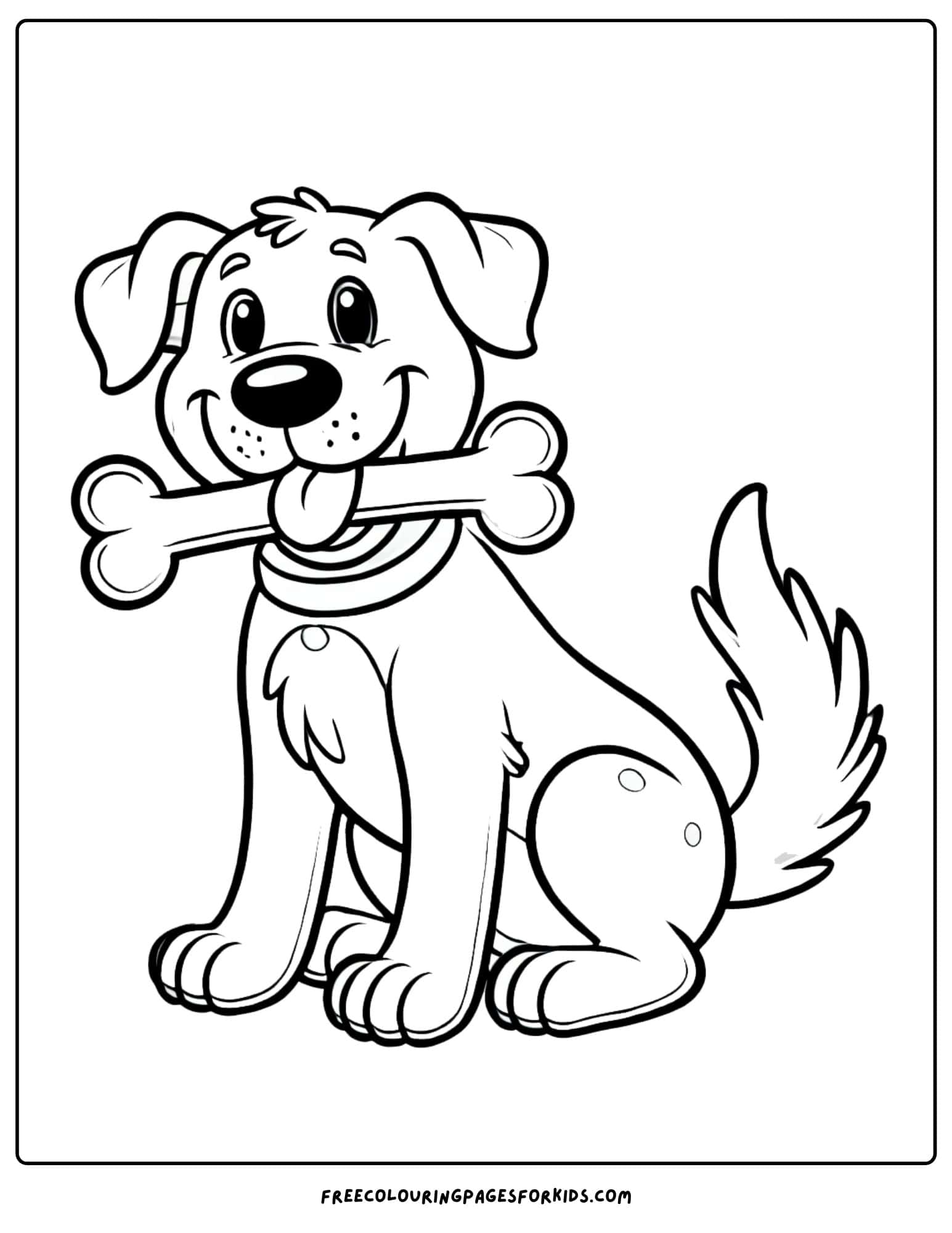 dog with a bone coloring page