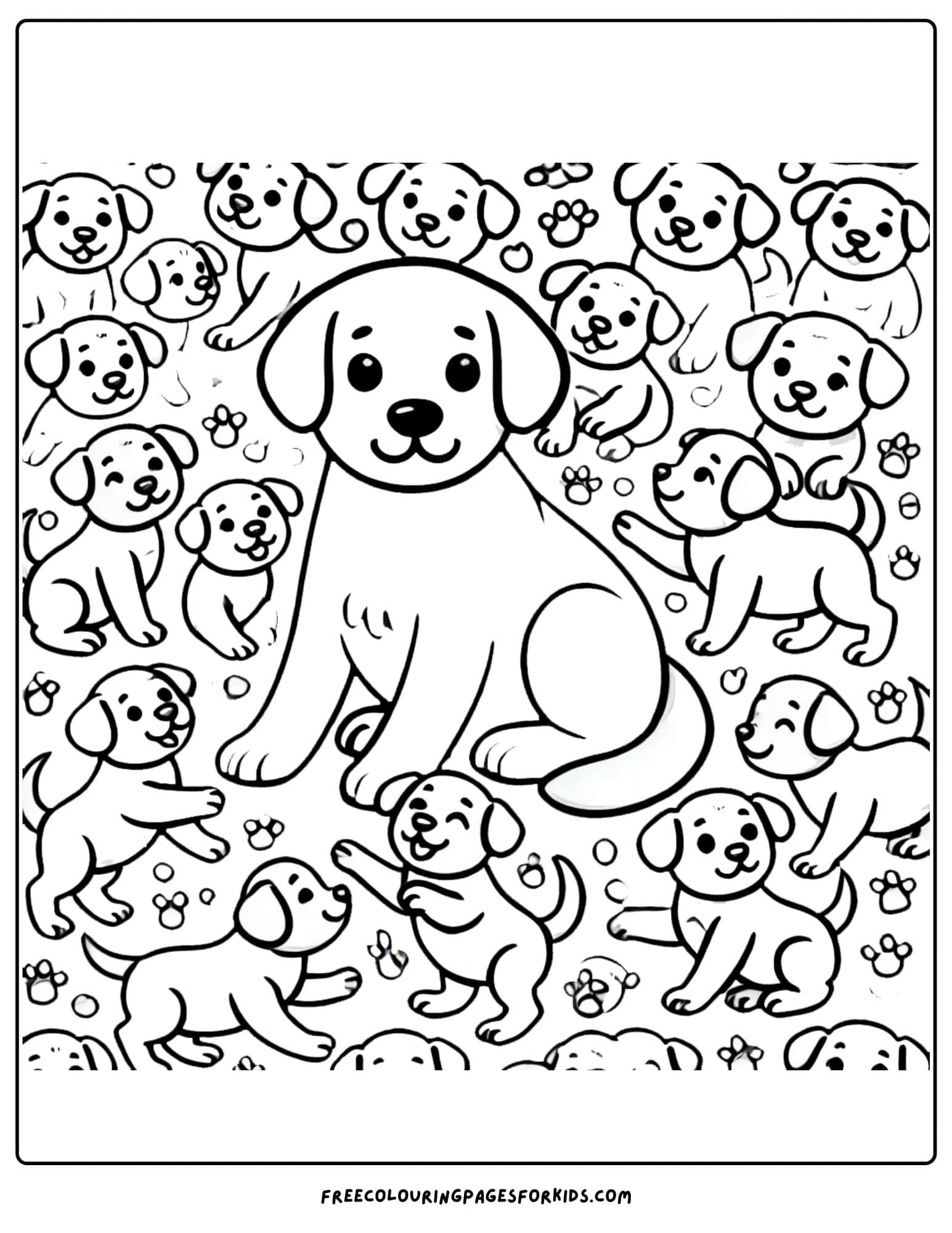 dog with puppies coloring page