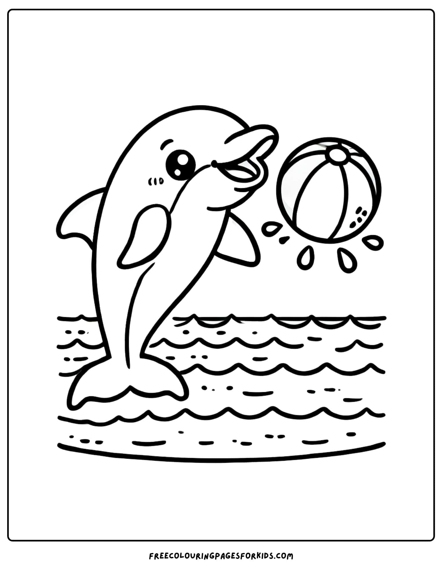 dolphin and a ball coloring page