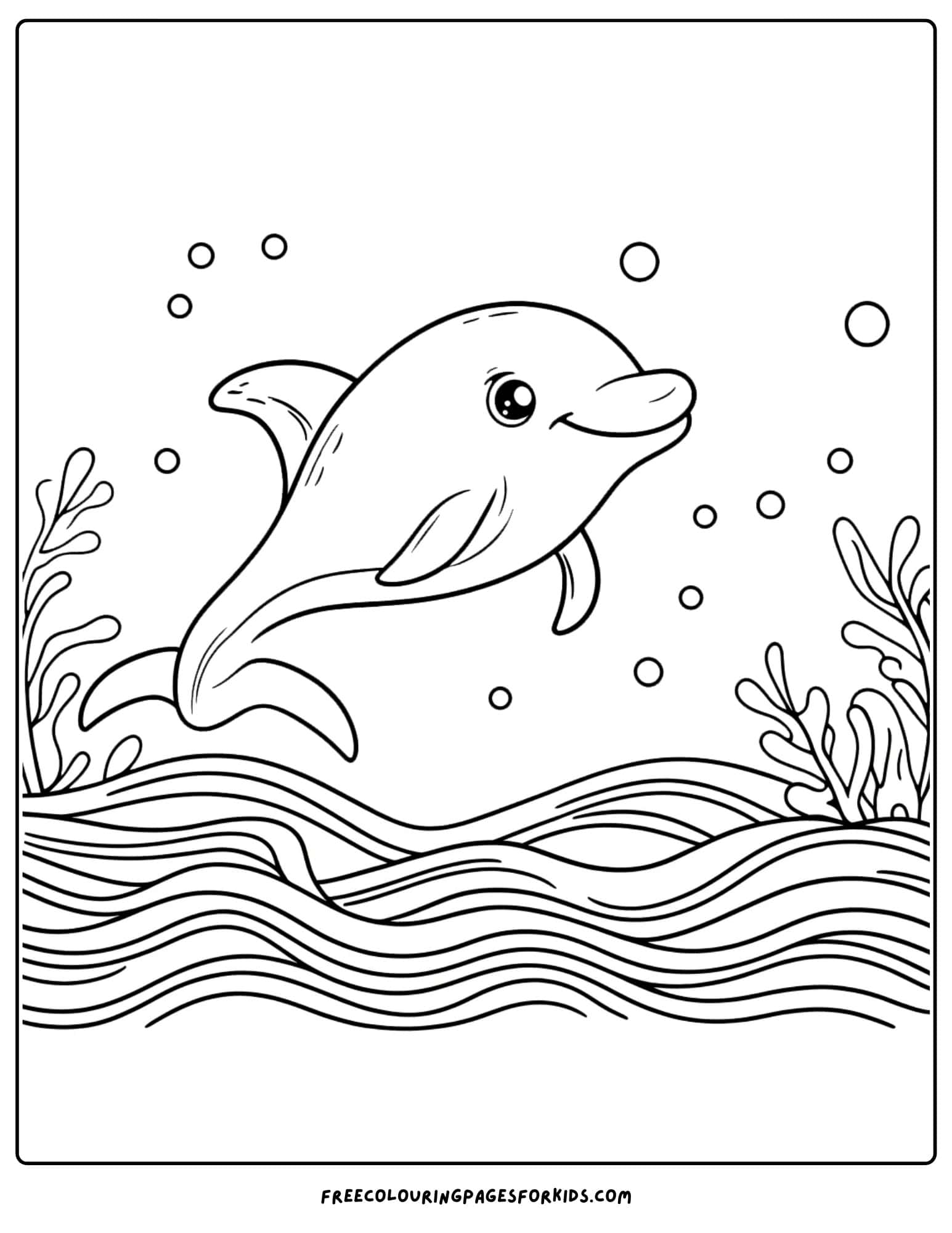 dolphin and seaweed coloring page