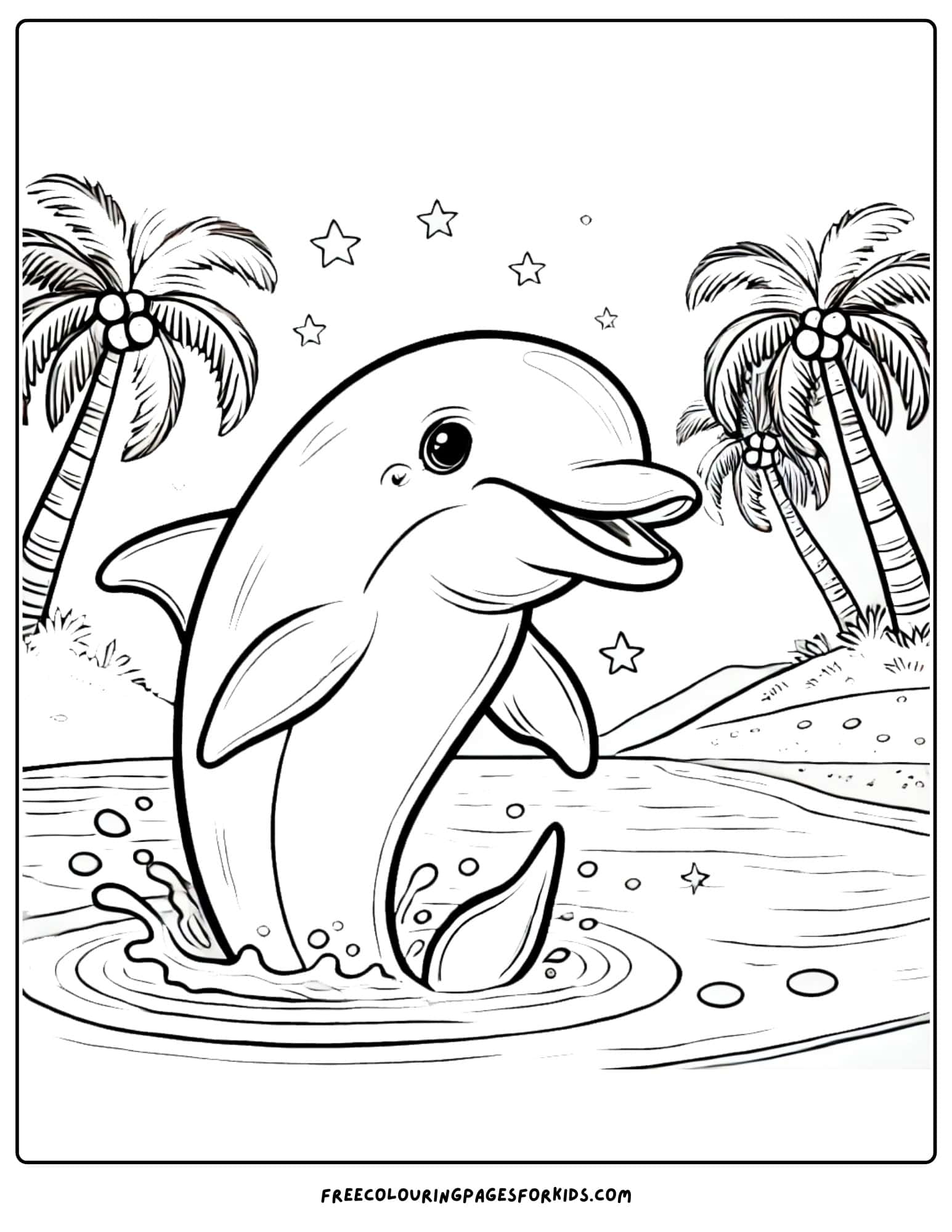 dolphin at the beach coloring page