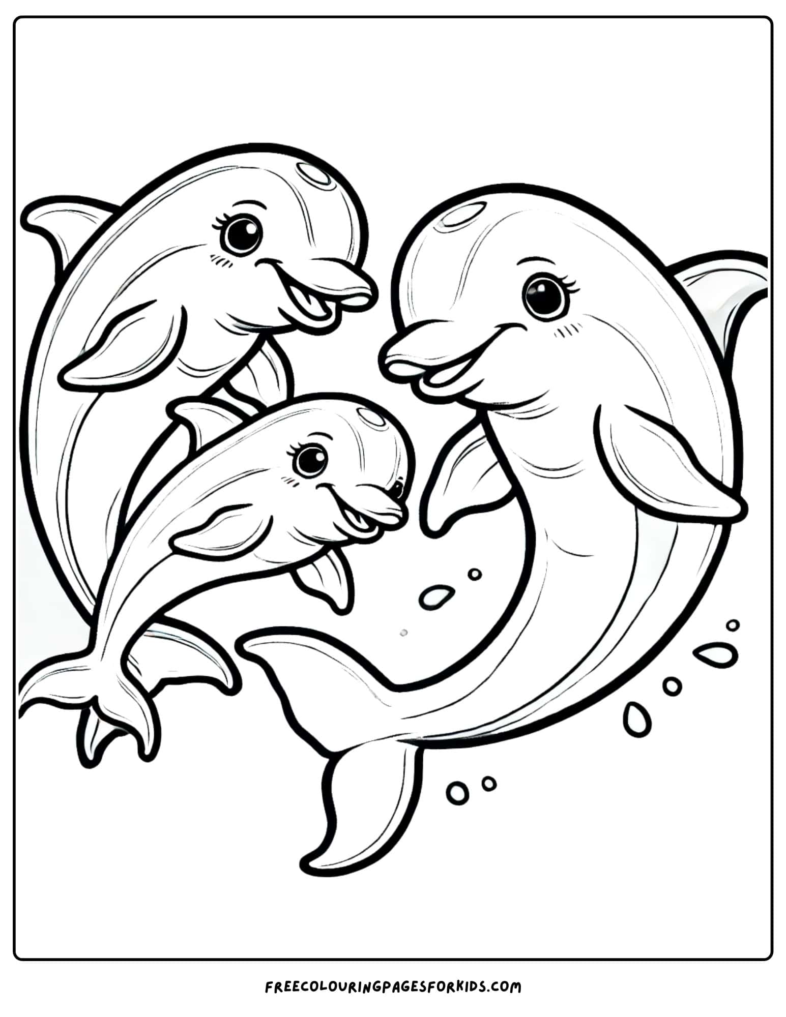 dolphin family coloring page