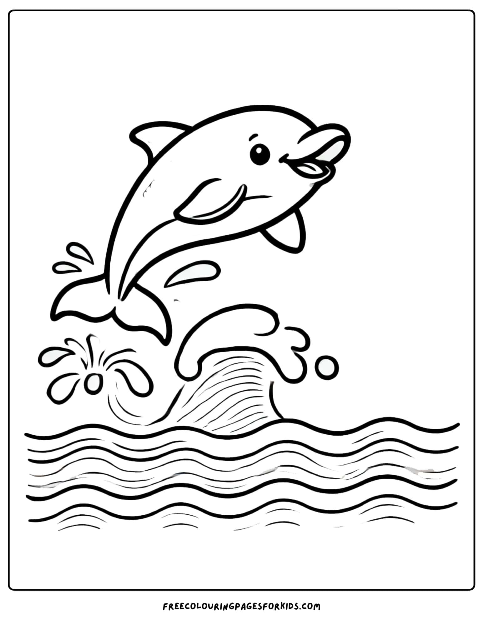 dolphin jumping waves coloring page