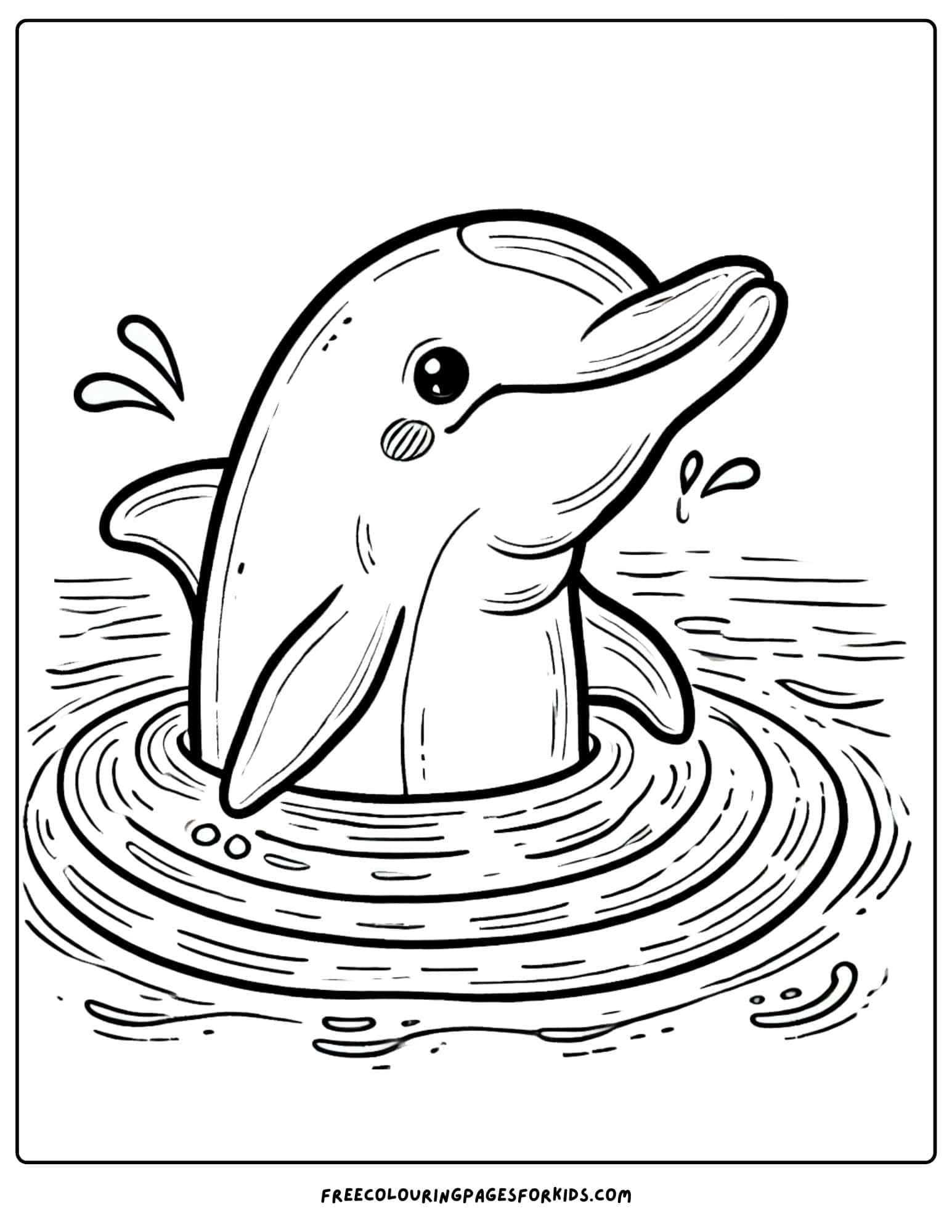 dolphin peaking above the water coloring page