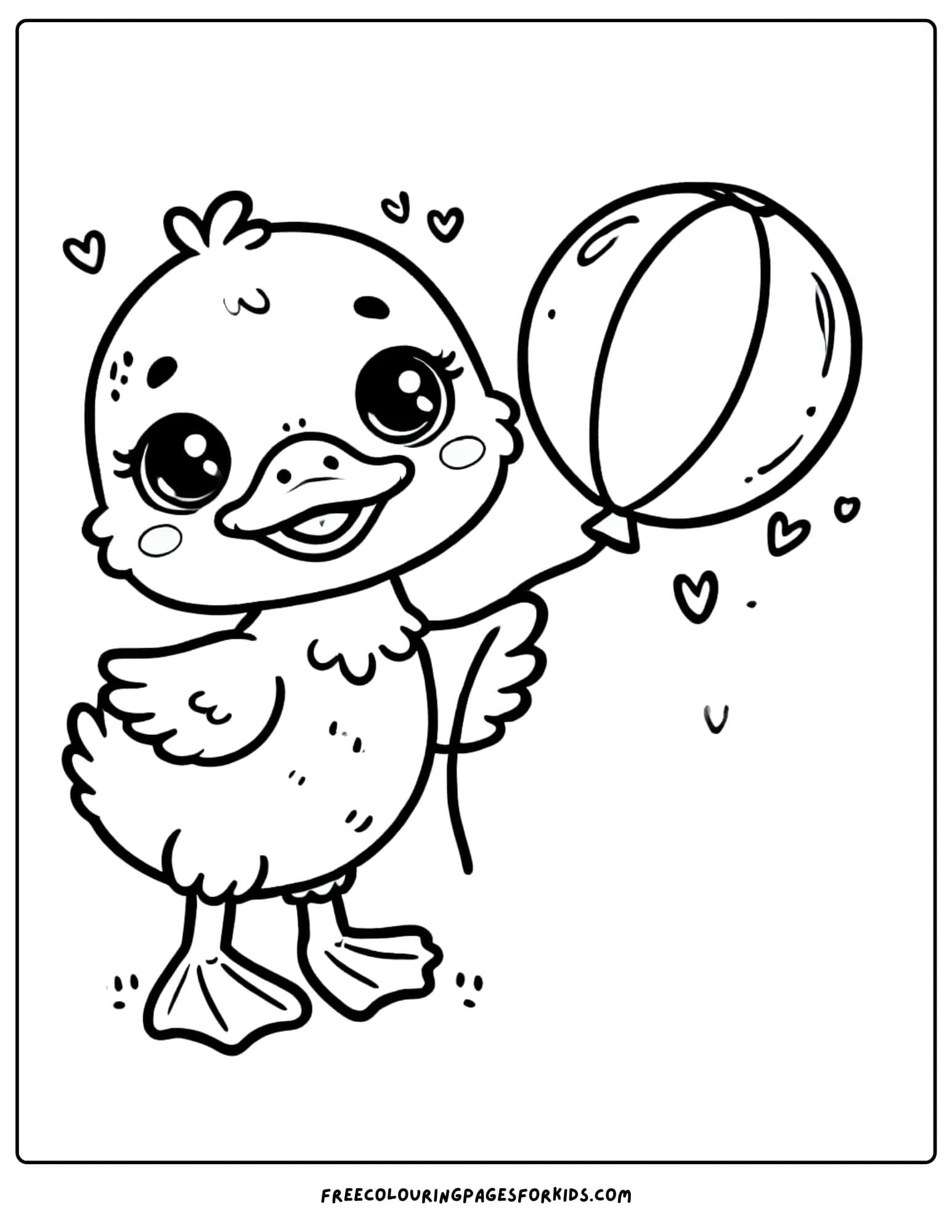 duck holding a balloon coloring page