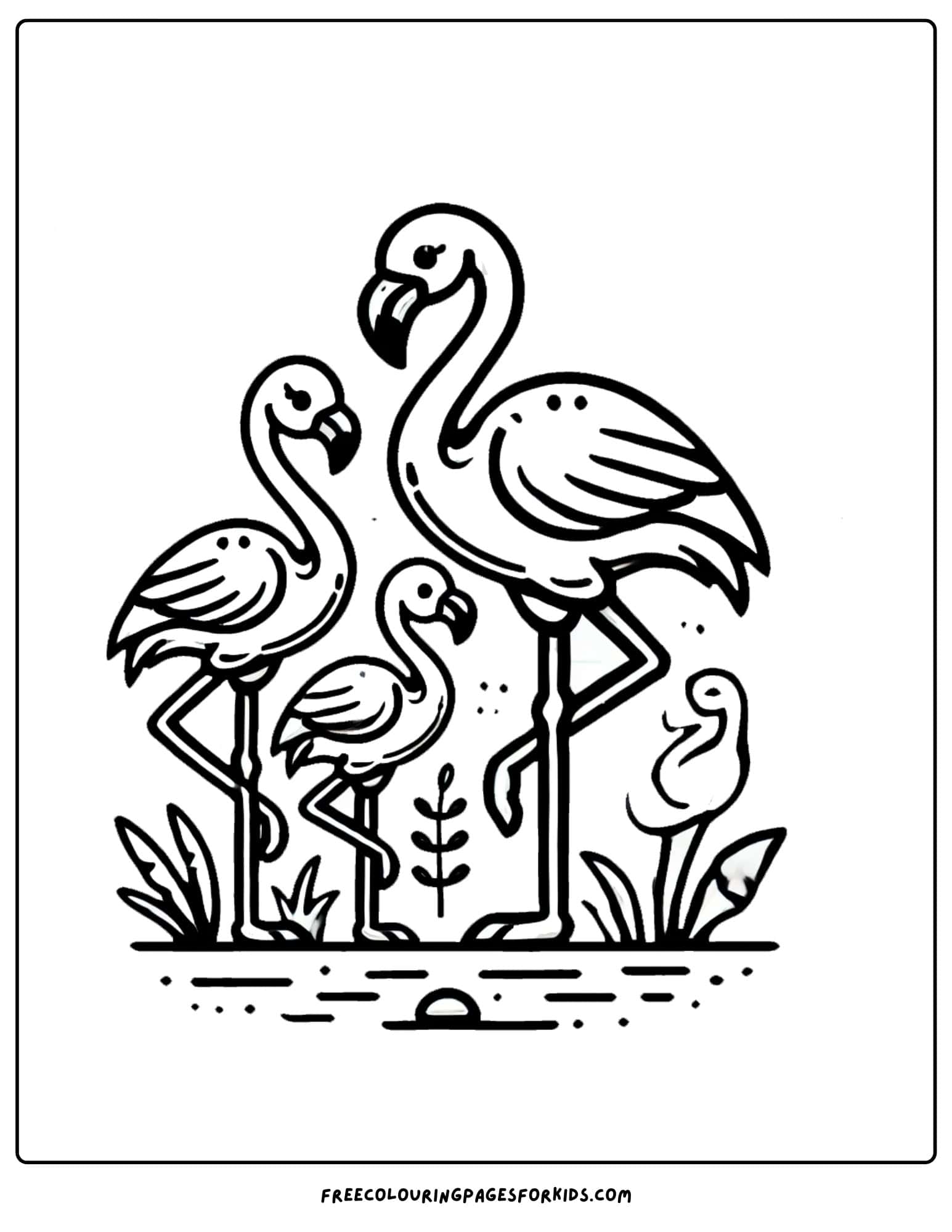 flamingo family coloring page