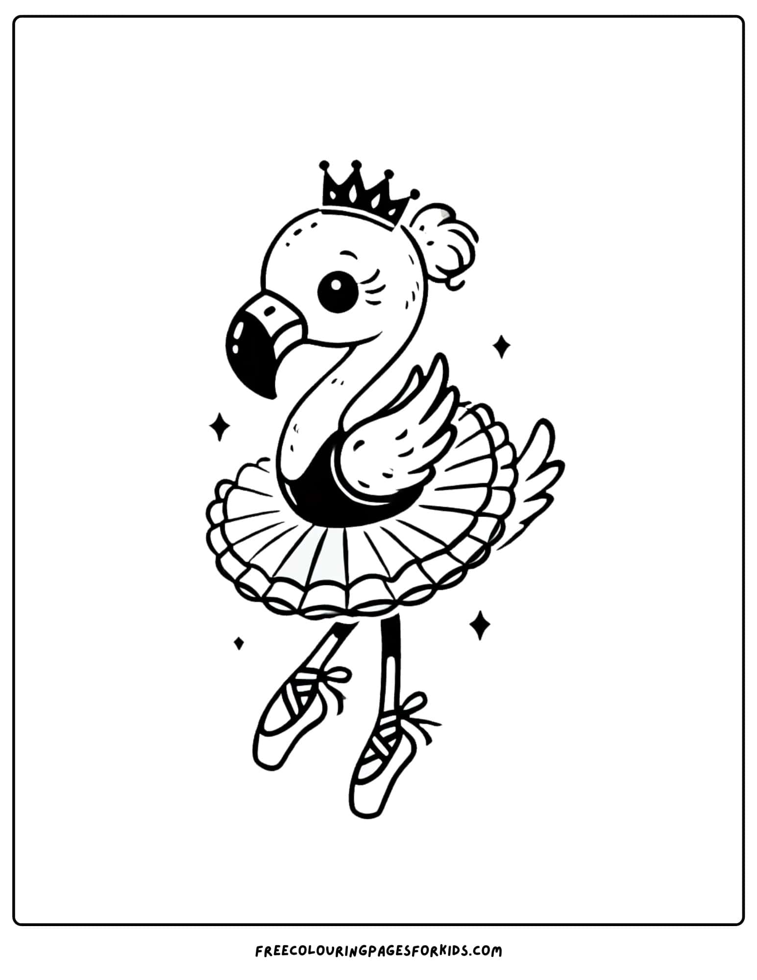 flamingo wearing a tutu coloring page