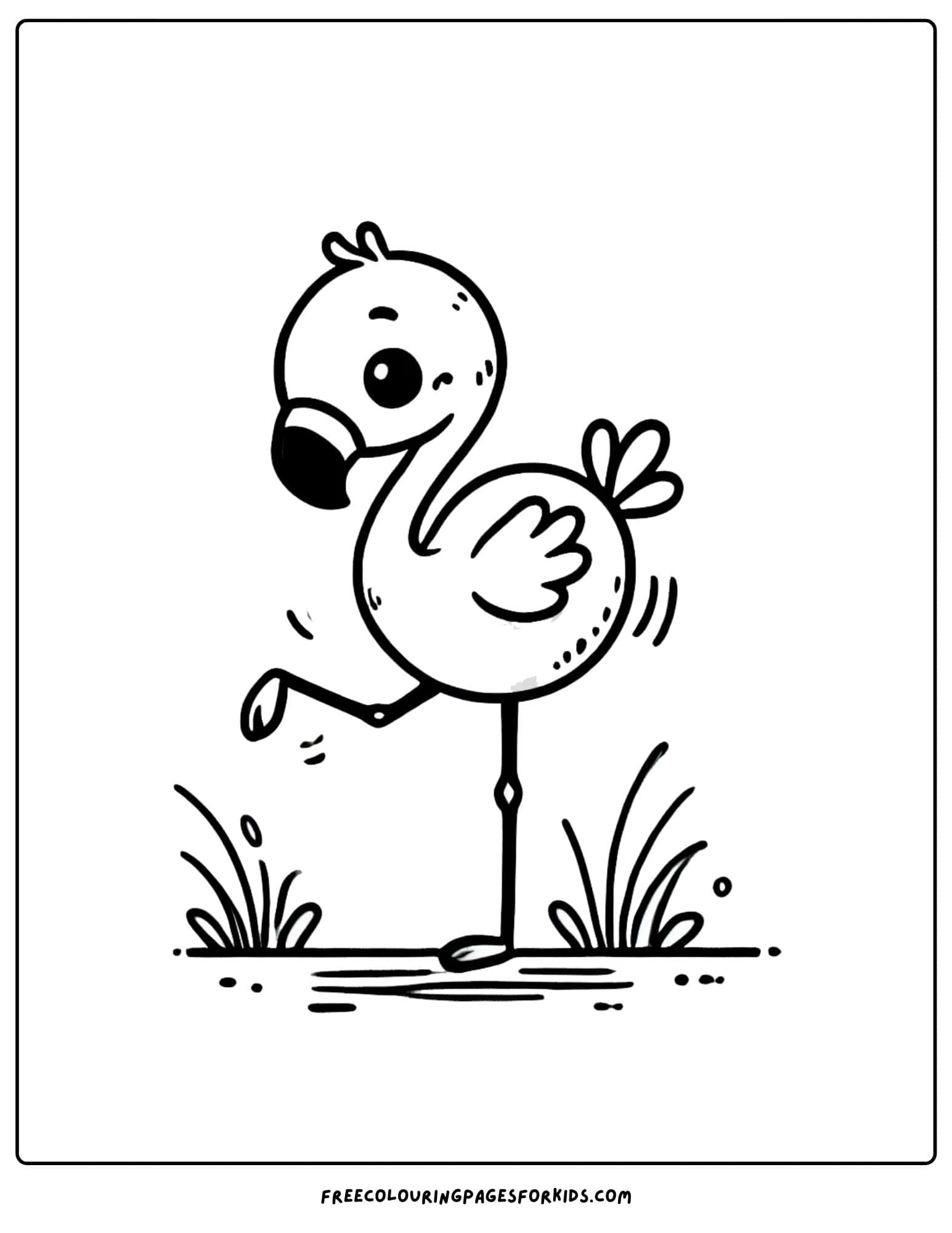 flamingo standing on one leg coloring page