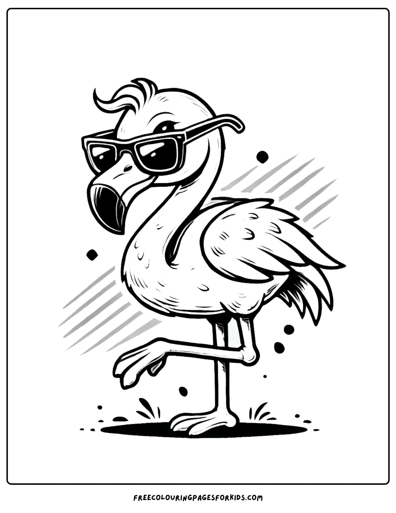 flamingo wearing sunglasses coloring page