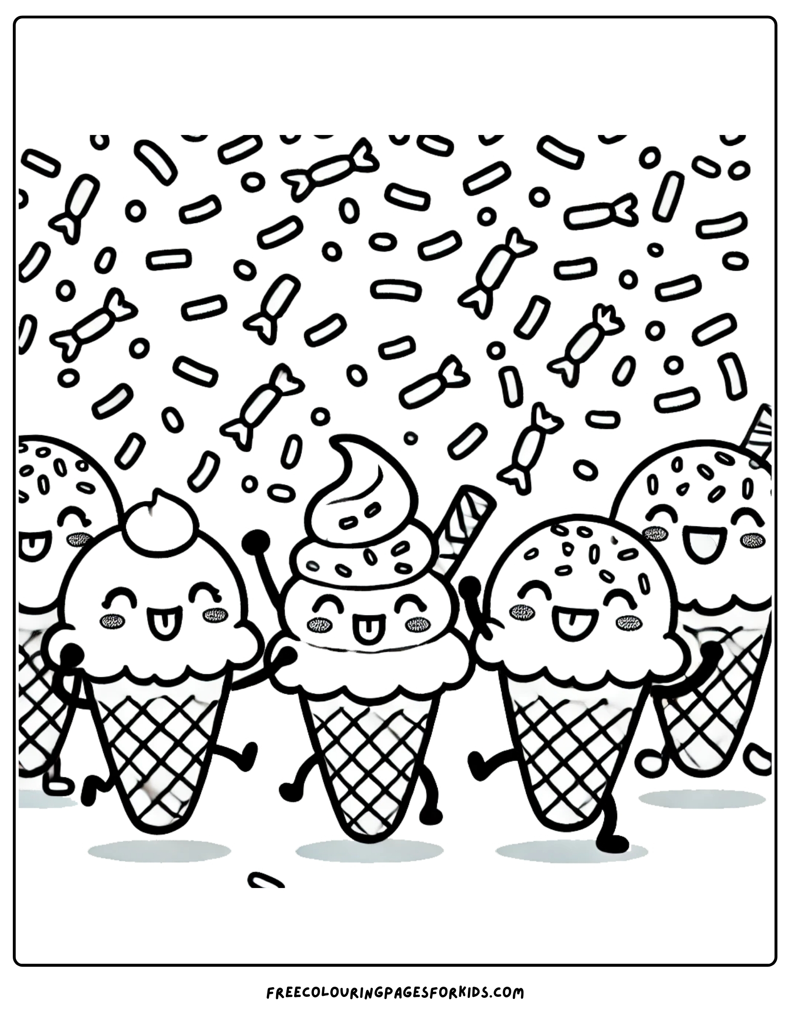 ice creams and sprinkles coloring page