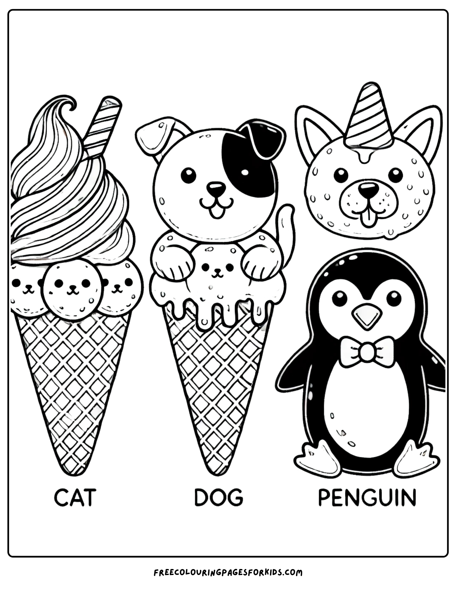 ice cream animals coloring page