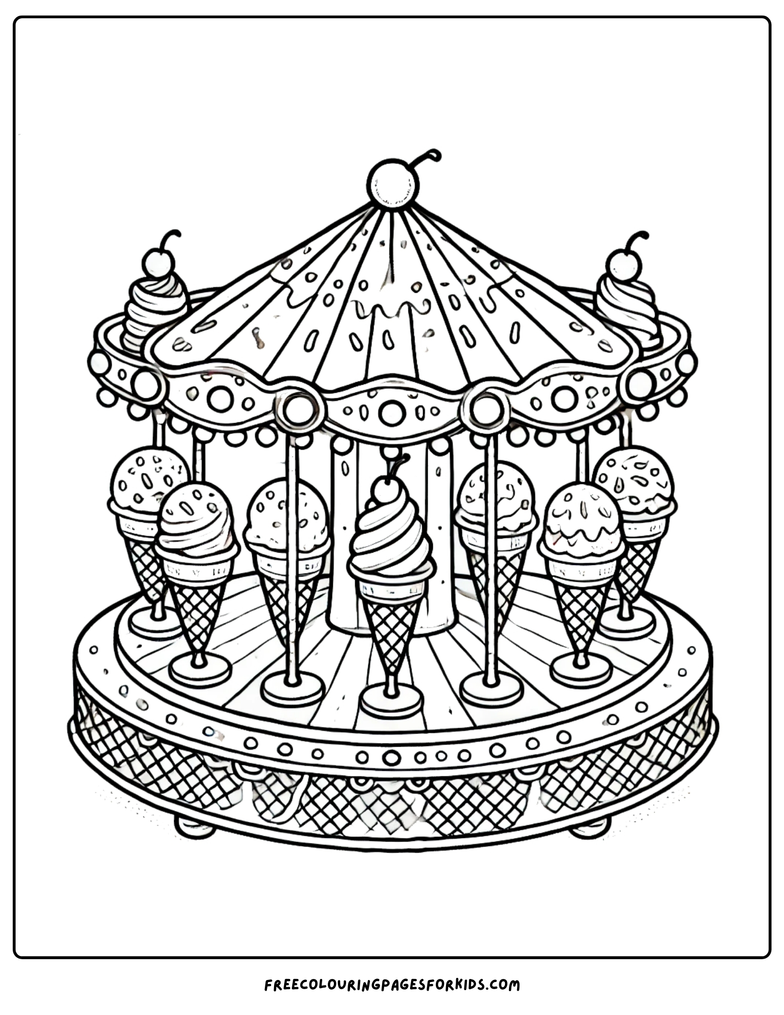 ice cream carousel coloring page