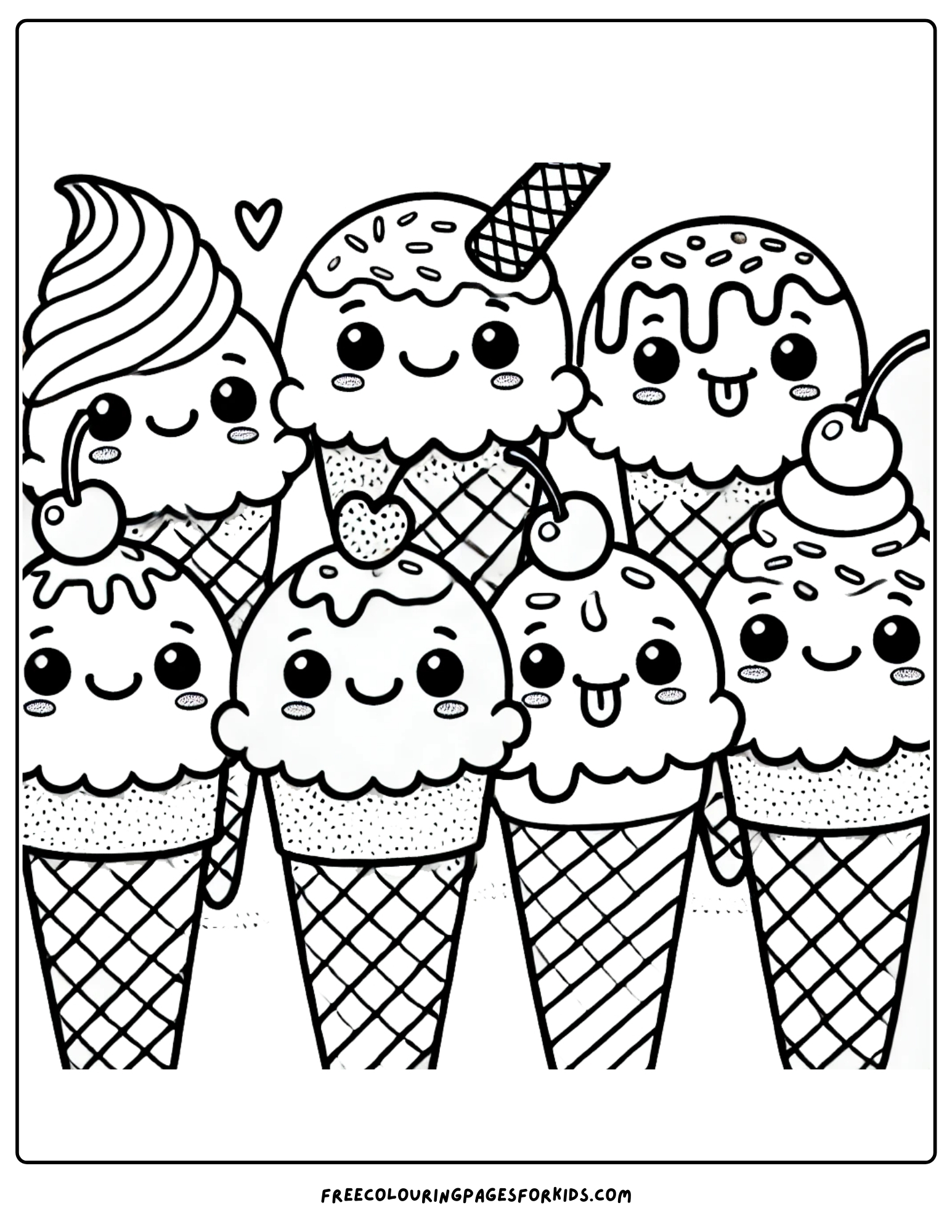 ice cream cone friends coloring page